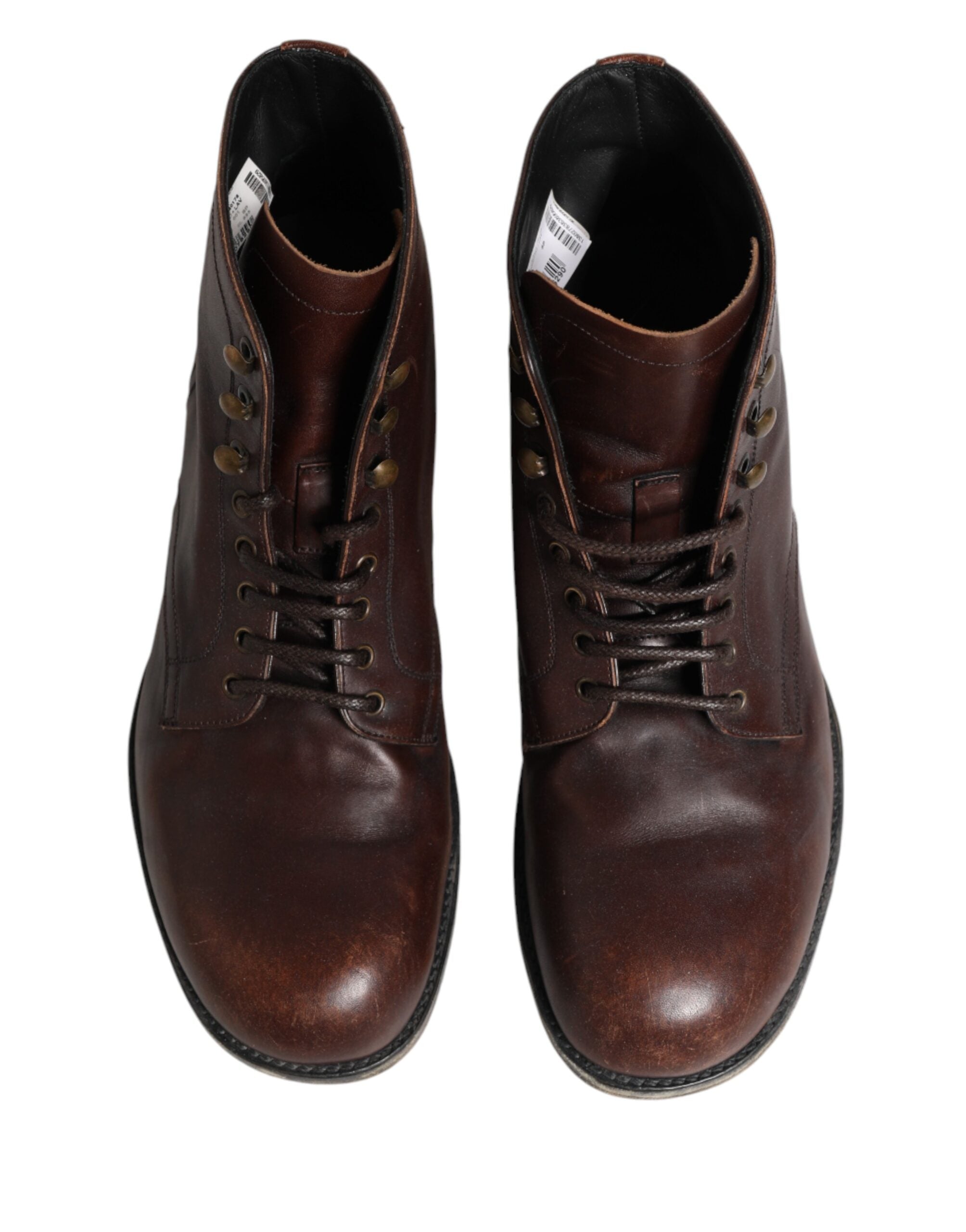 Dolce & Gabbana Brown Lace Up Short Ankle Boots Men Men's Shoes