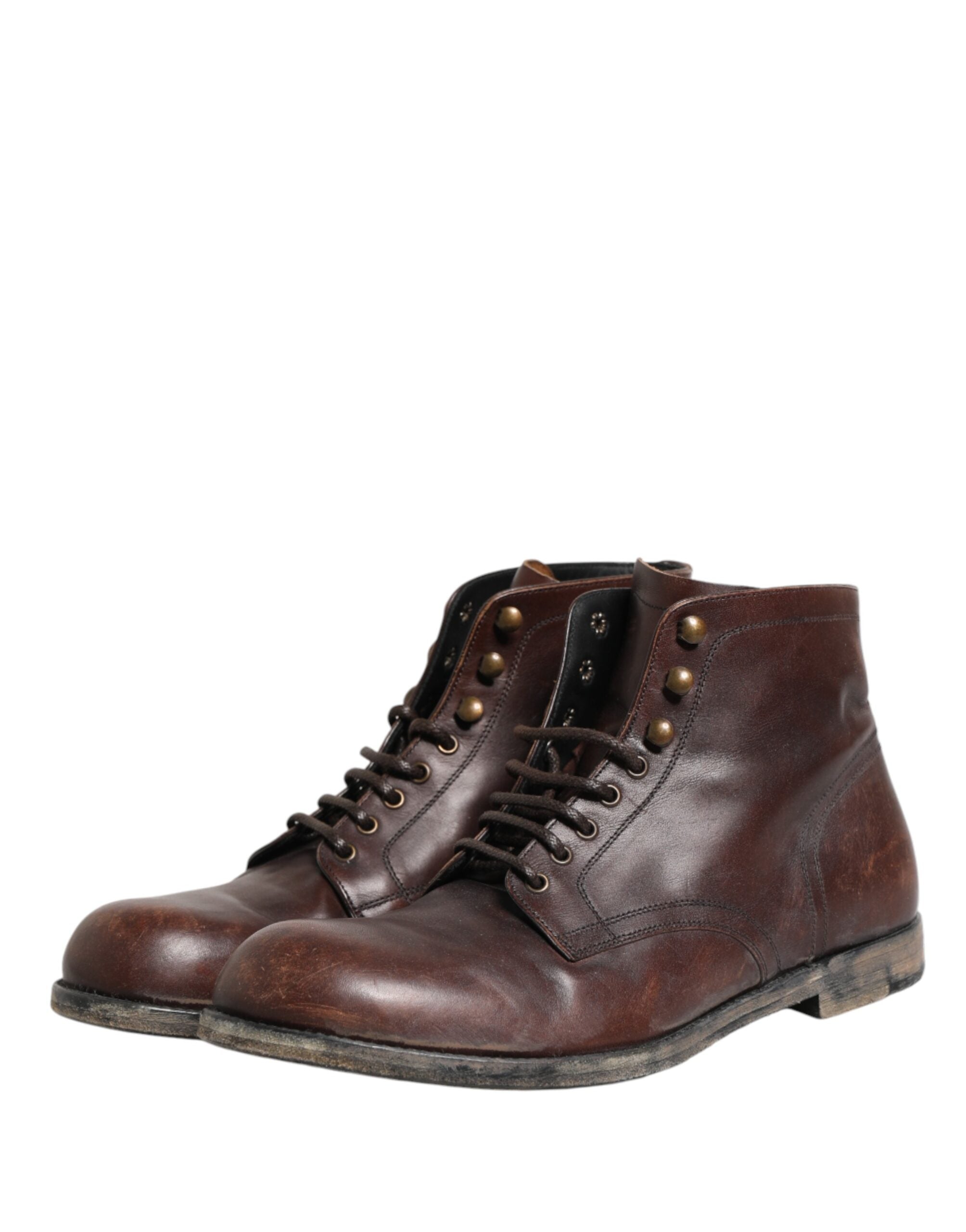 Dolce & Gabbana Brown Lace Up Short Ankle Boots Men Men's Shoes