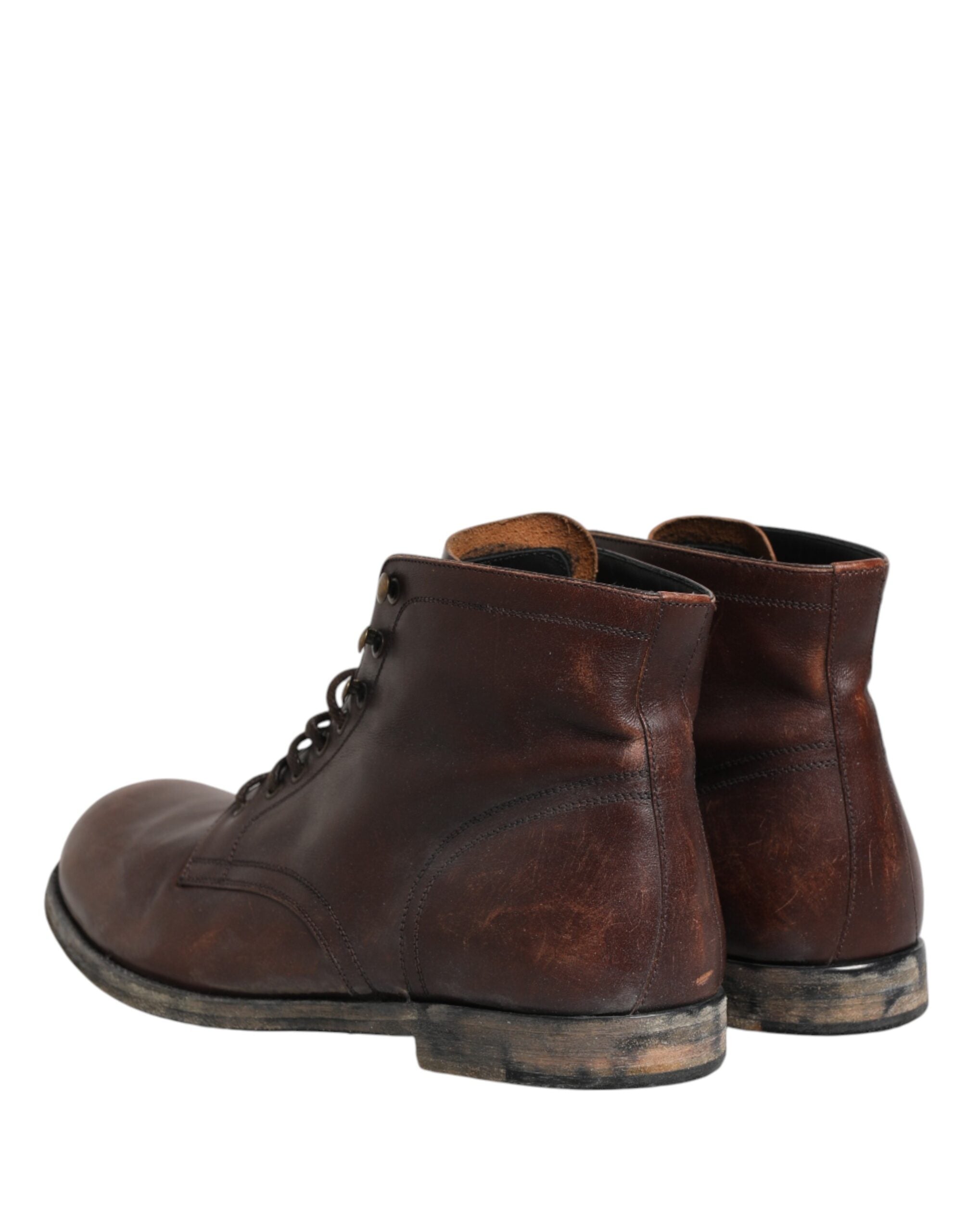 Dolce & Gabbana Brown Lace Up Short Ankle Boots Men Men's Shoes