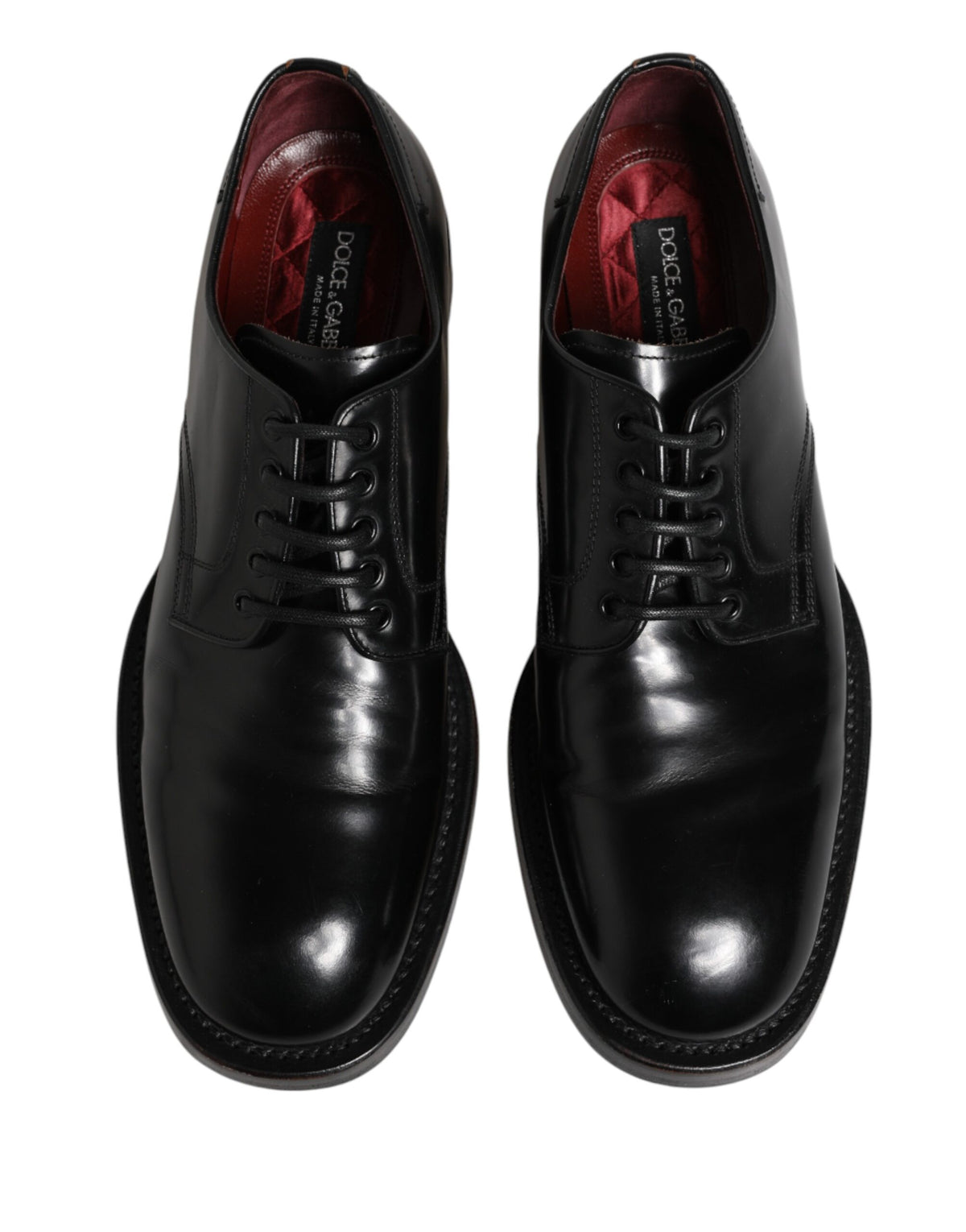 Dolce & Gabbana Black Lace Up Leather Dress Derby Men Men's Shoes (Pre-Owned)