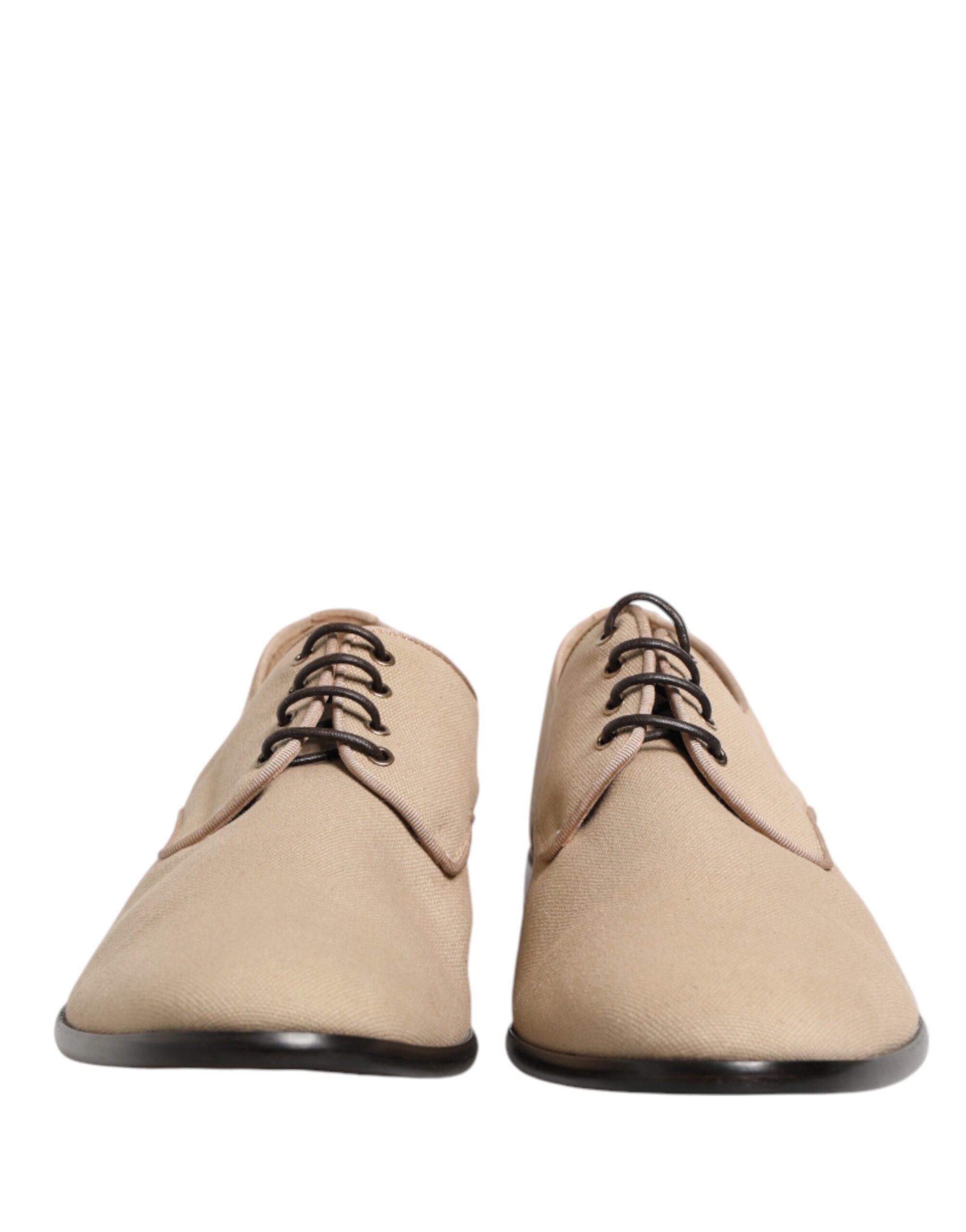 Dolce & Gabbana Beige Canvas Derby Lace Up Dress Men Men's Shoes