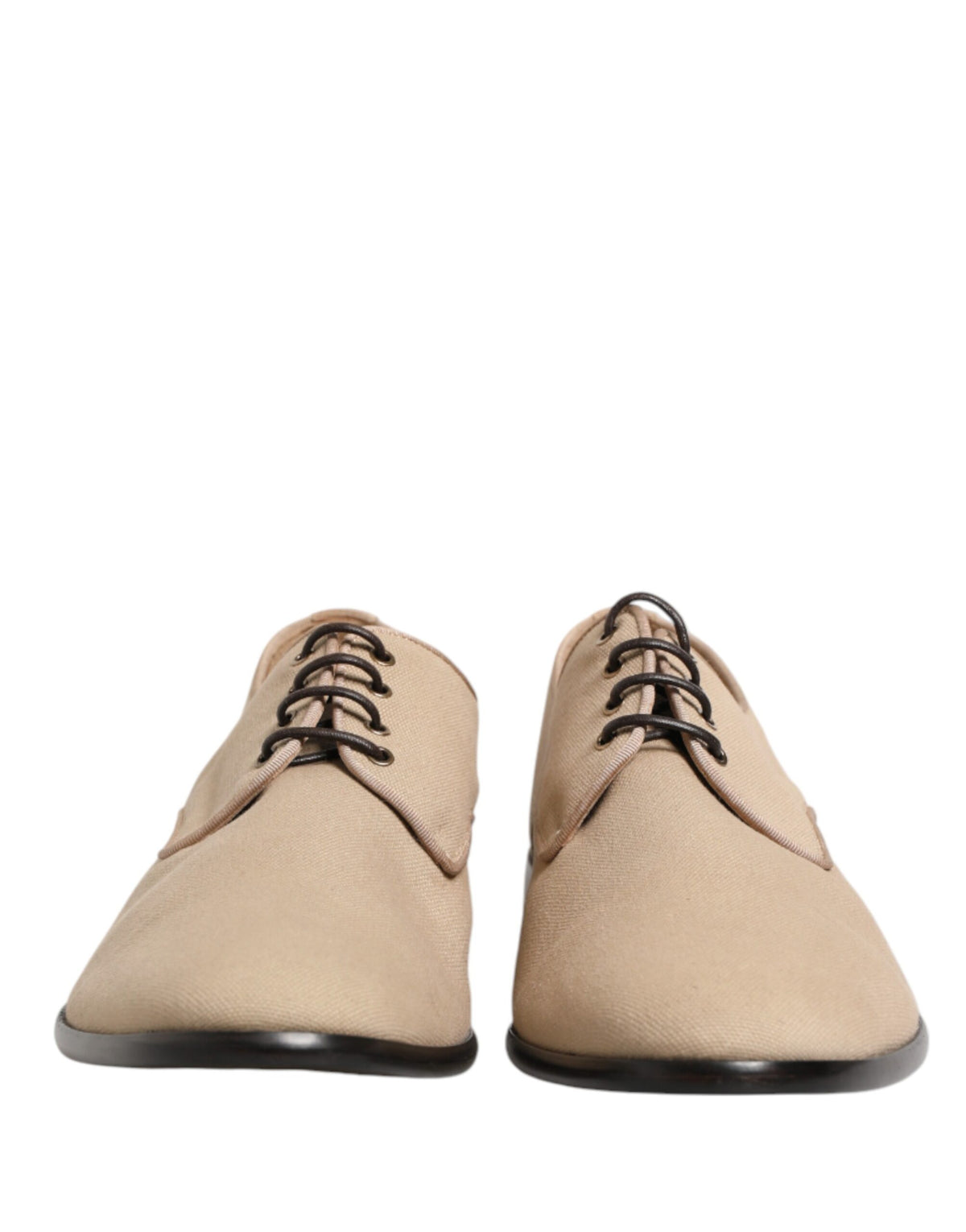 Dolce & Gabbana Beige Canvas Derby Lace Up Dress Men Men's Shoes