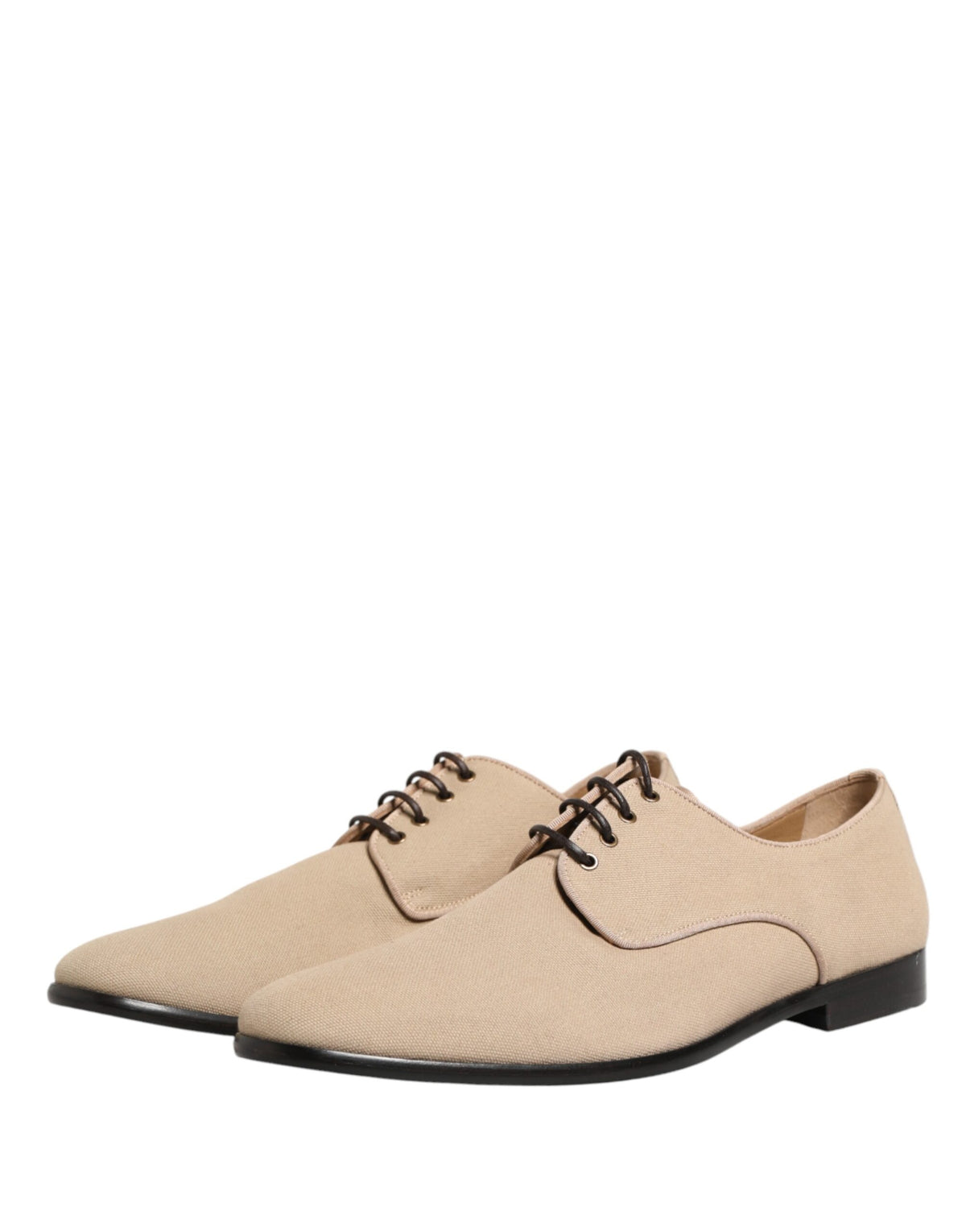 Dolce & Gabbana Beige Canvas Derby Lace Up Dress Men Men's Shoes