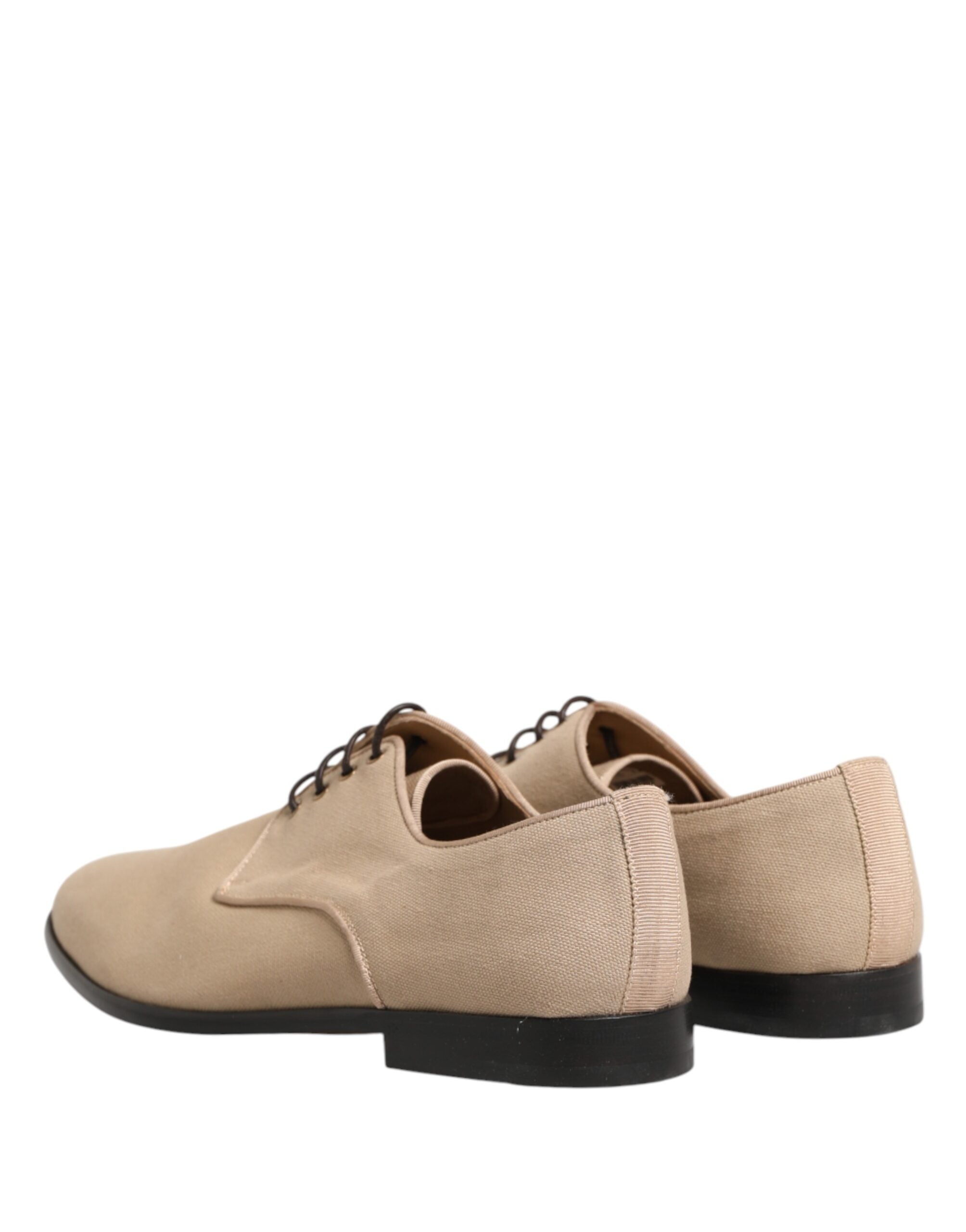Dolce & Gabbana Beige Canvas Derby Lace Up Dress Men Men's Shoes