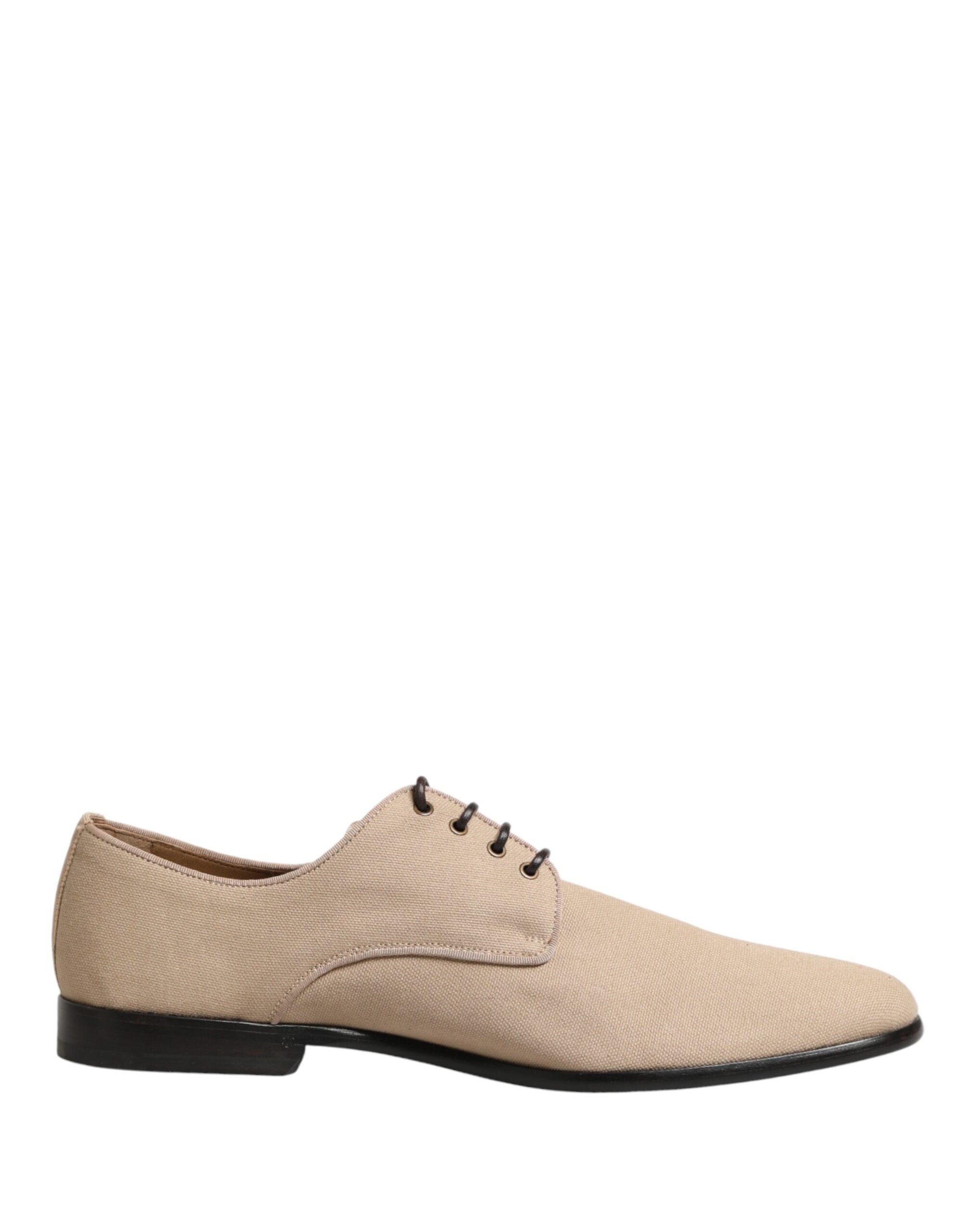 Dolce & Gabbana Beige Canvas Derby Lace Up Dress Men Men's Shoes
