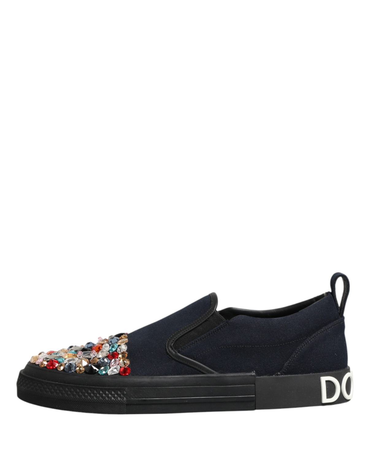 Dolce & Gabbana Blue Canvas Embellished Slip On Men Sneakers Men's Shoes