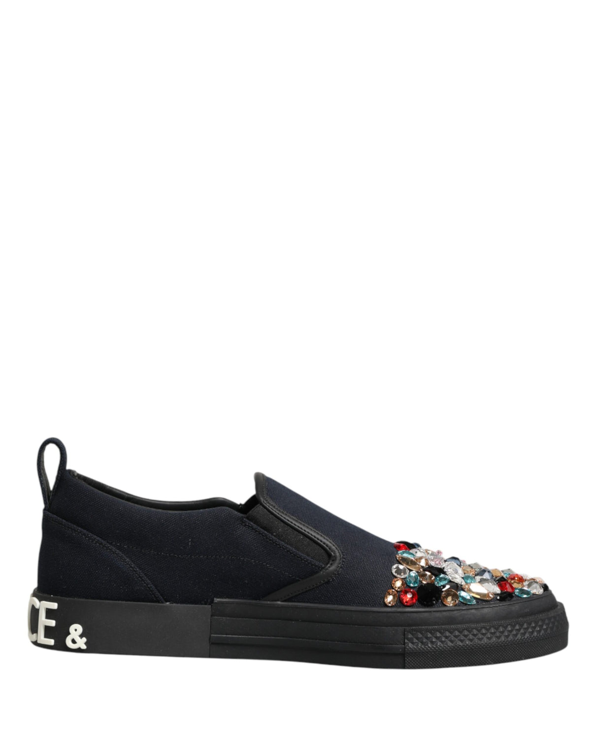 Dolce & Gabbana Blue Canvas Embellished Slip On Men Sneakers Men's Shoes