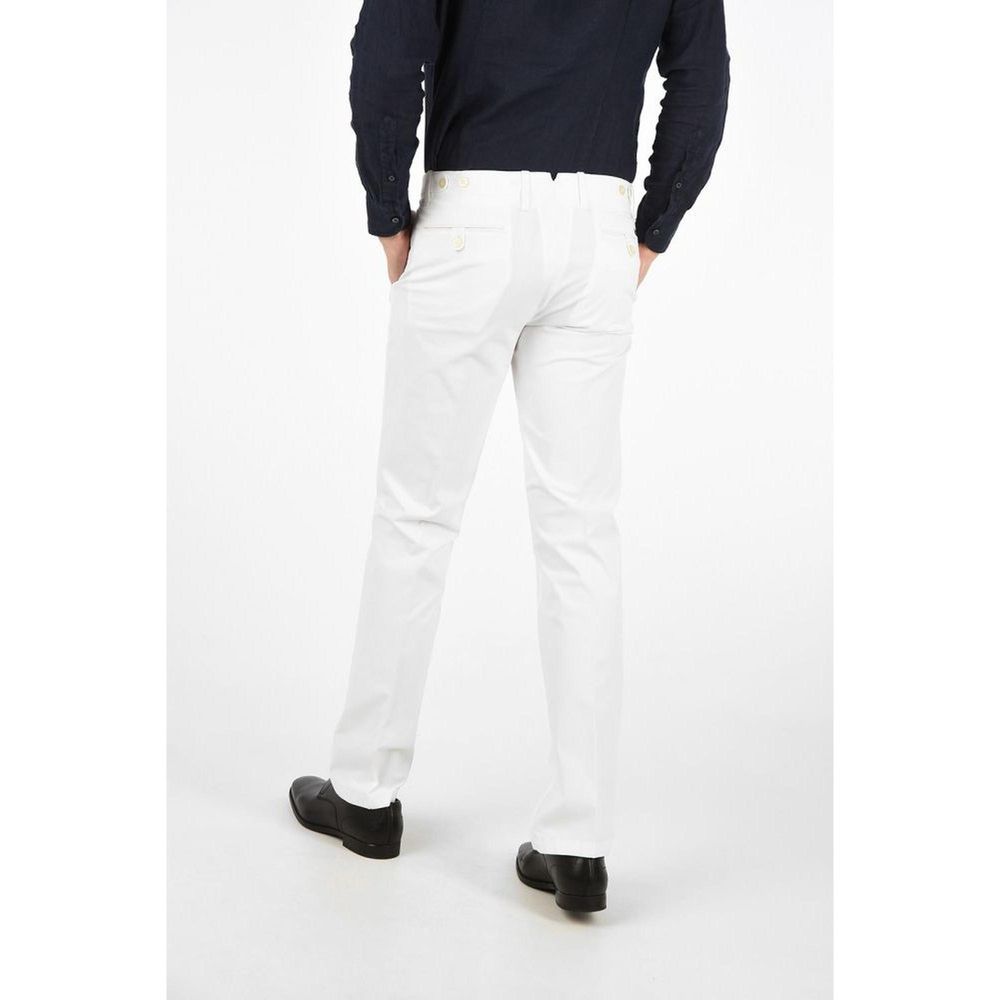 Corneliani White Cotton Chino Men's Pants
