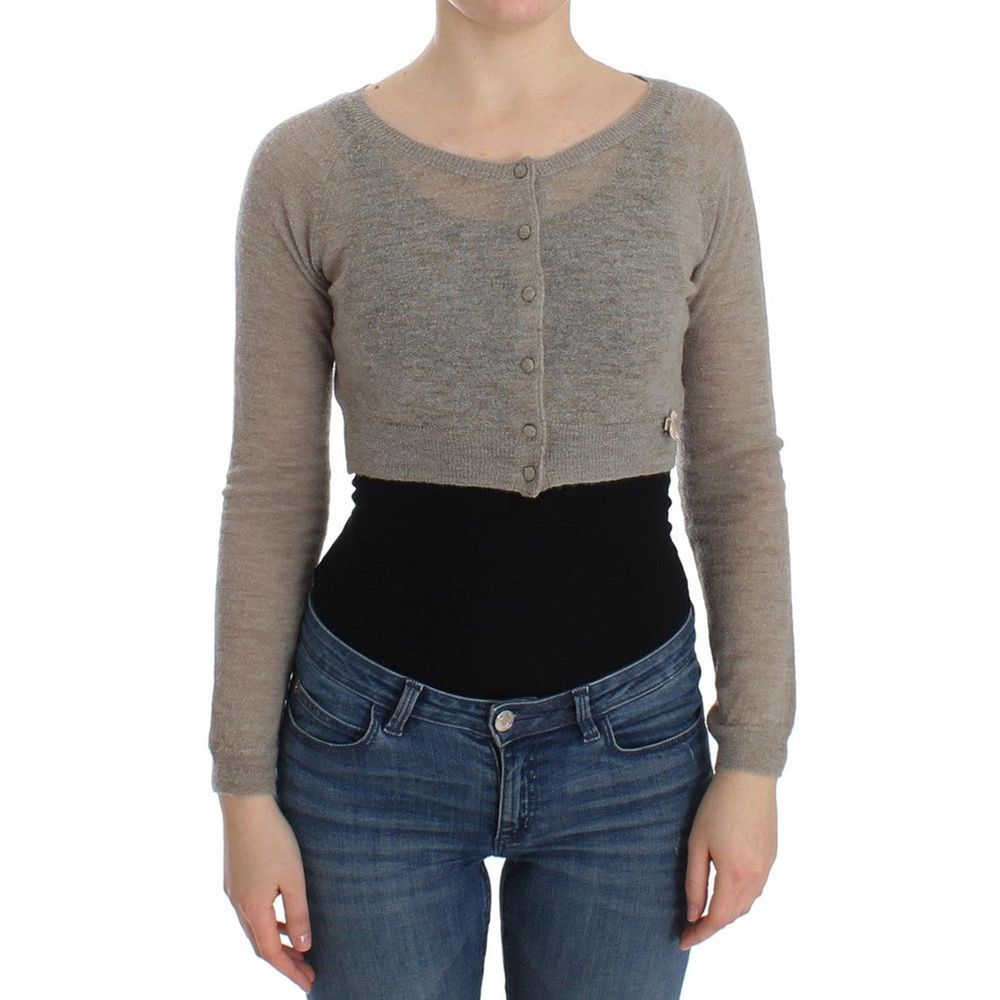 Ermanno Scervino Beige Alpaca Leather Women's Cardigan