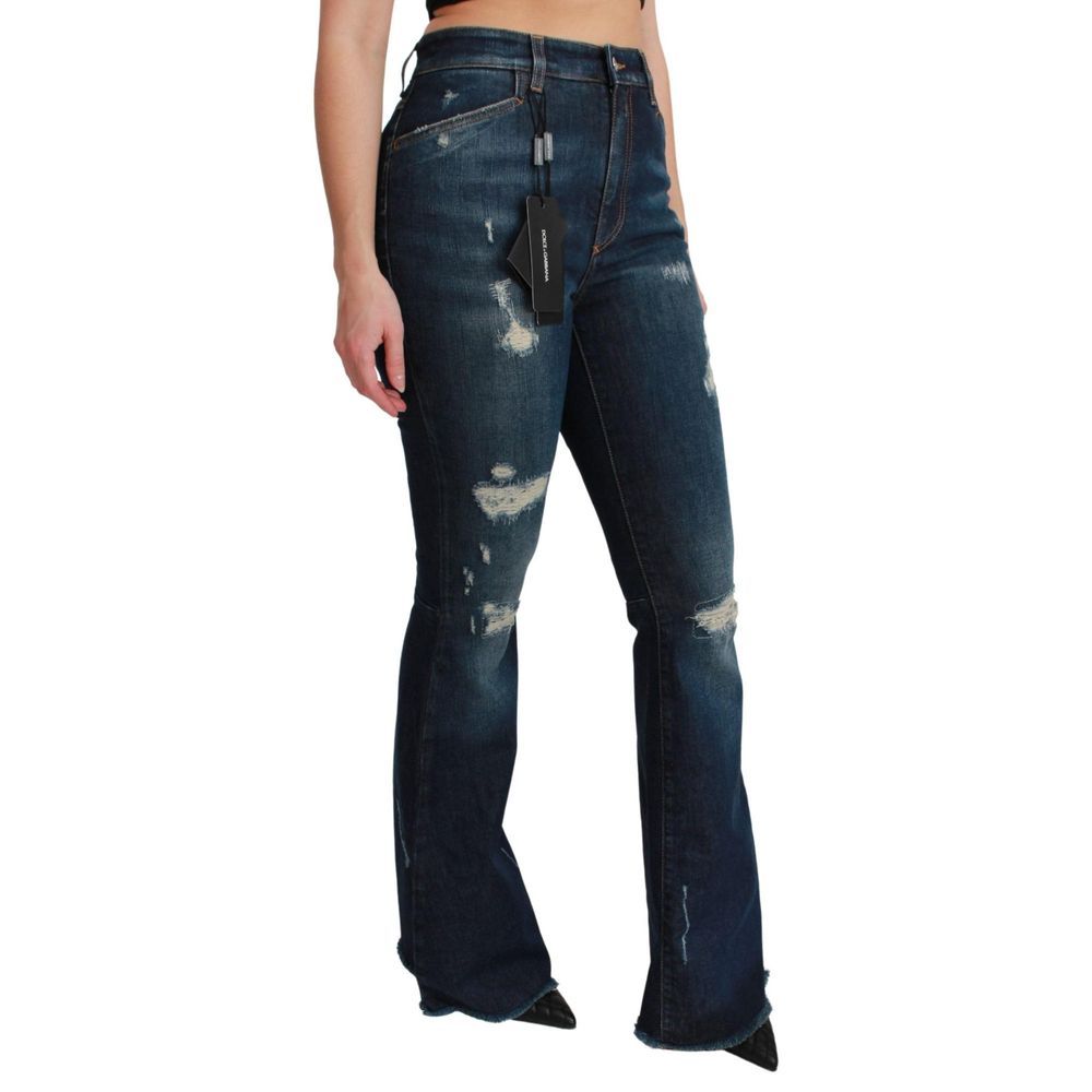 Dolce & Gabbana Blue Cotton Flared Women's Jeans
