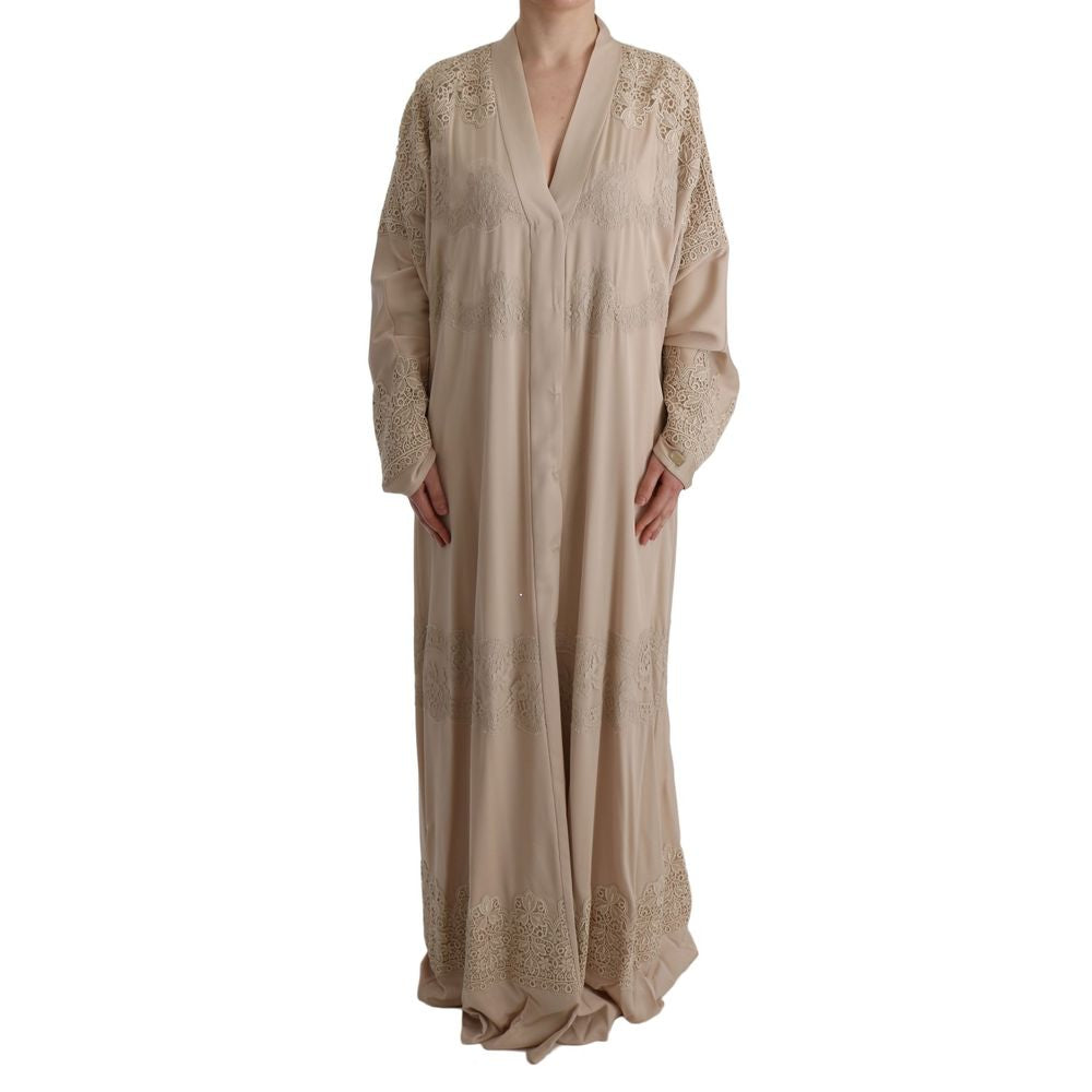 Dolce & Gabbana Beige Silk Full-Length Women's Jacket