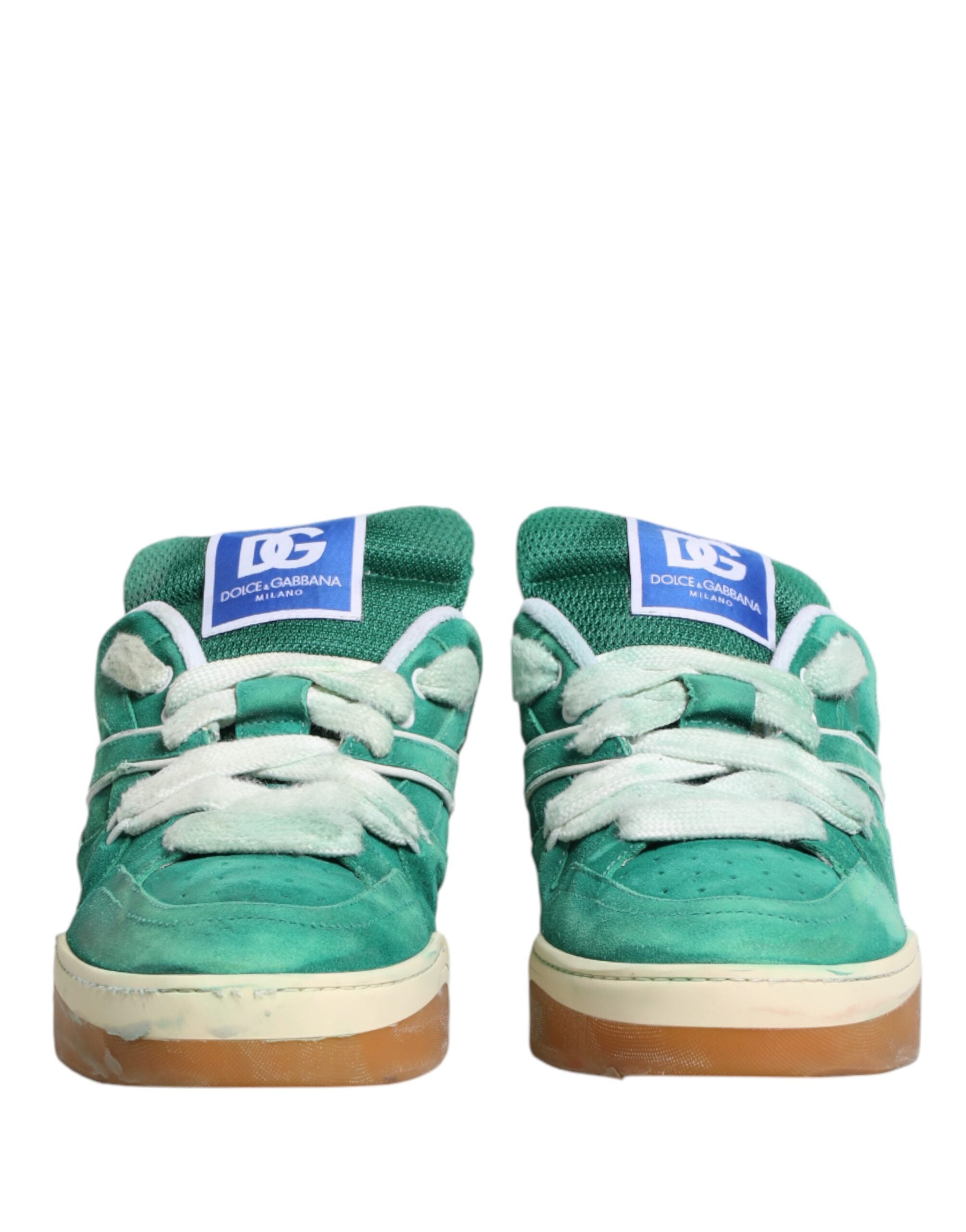 Dolce & Gabbana Green Suede New Roma Low Top Sneakers Men's Shoes