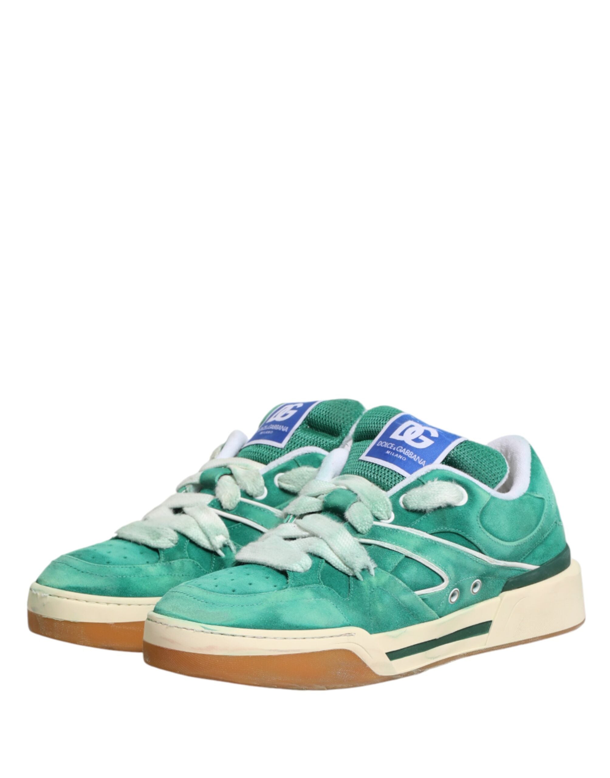 Dolce & Gabbana Green Suede New Roma Low Top Sneakers Men's Shoes