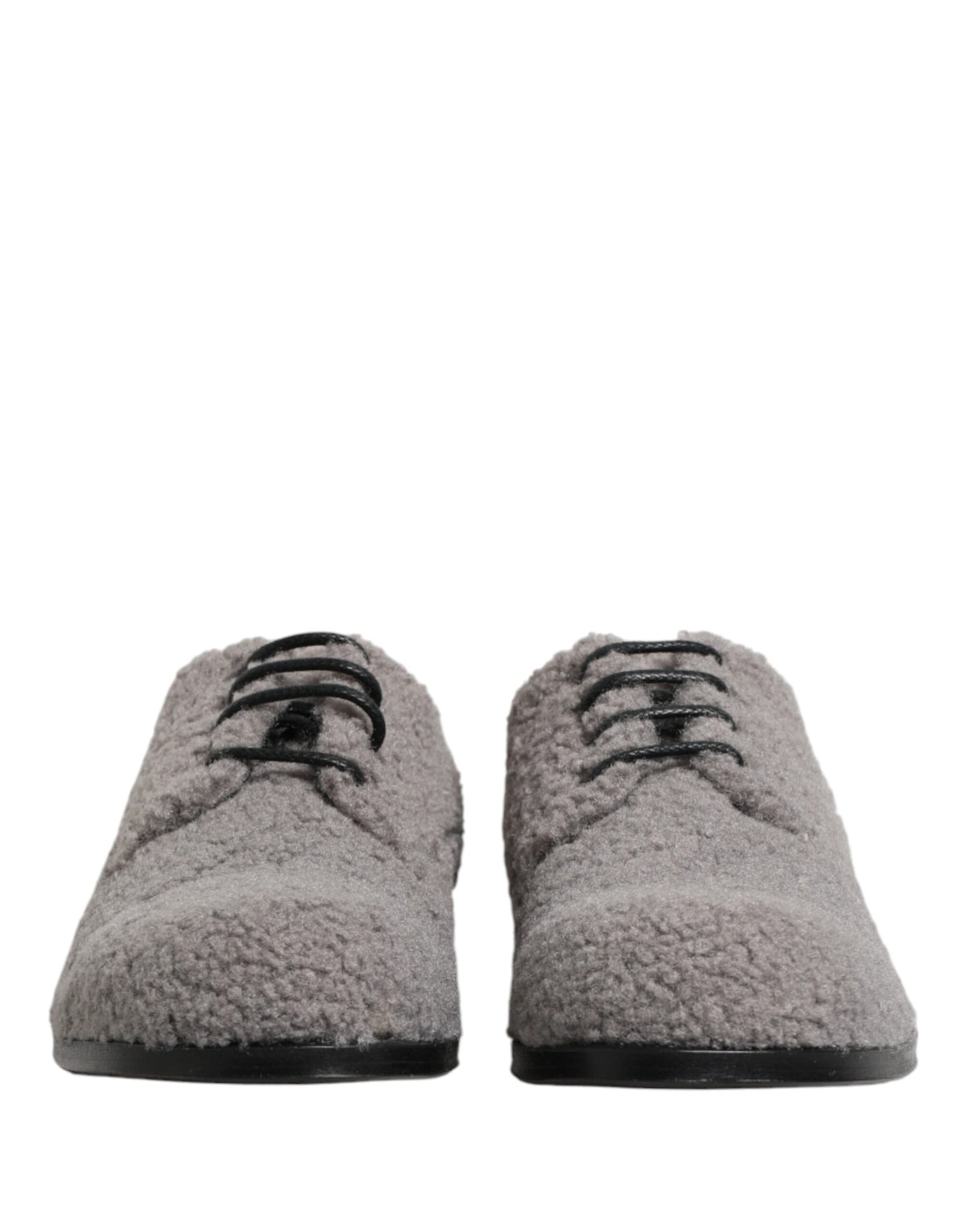 Dolce & Gabbana Gray Fleece Lace Up Men Derby Dress Men's Shoes