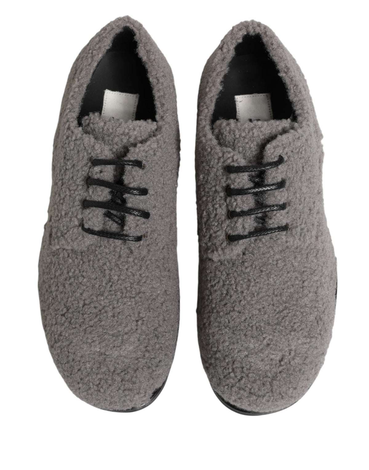 Dolce & Gabbana Gray Fleece Lace Up Men Derby Dress Men's Shoes