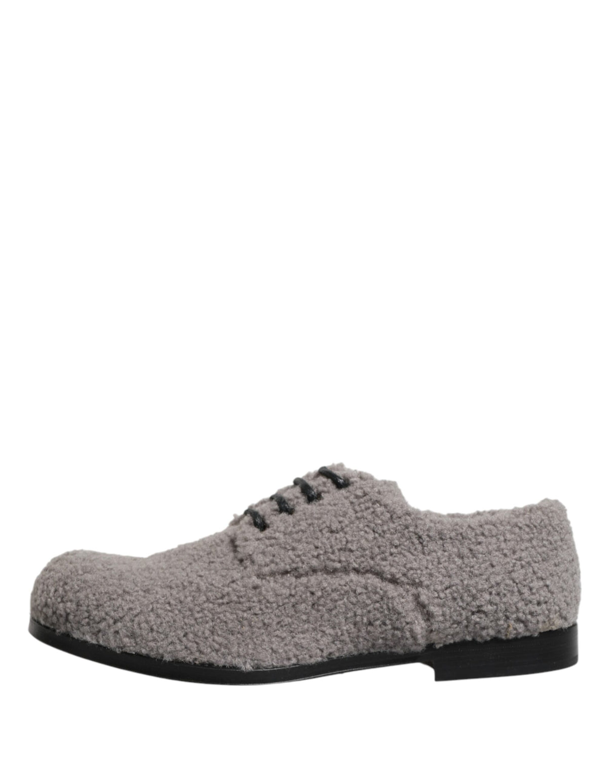 Dolce & Gabbana Gray Fleece Lace Up Men Derby Dress Men's Shoes