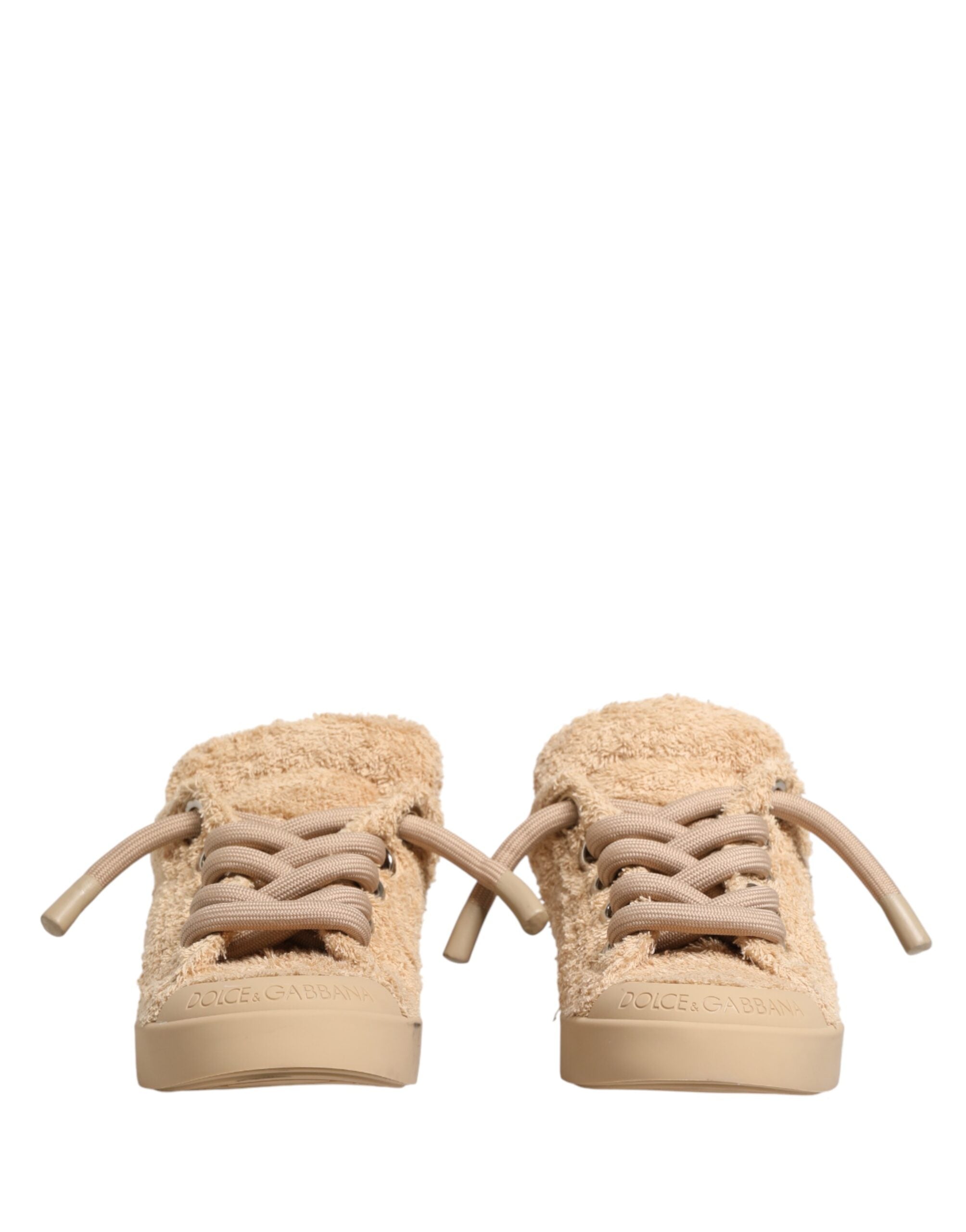 Dolce & Gabbana Shoes Beige Faux Shearling Low Top Men's Sneakers