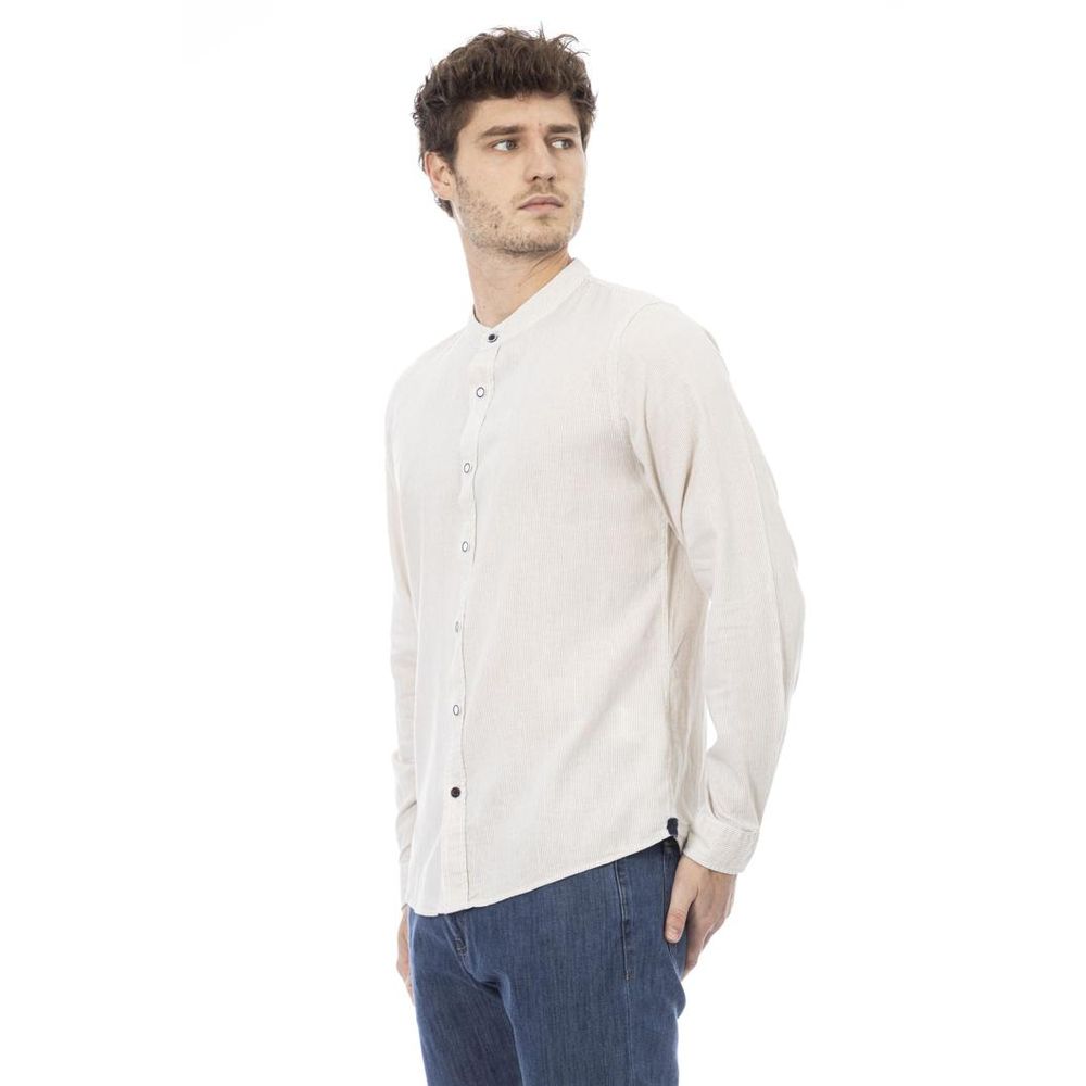 Baldinini Trend White Rayon Long Sleeve Men's T-Shirt