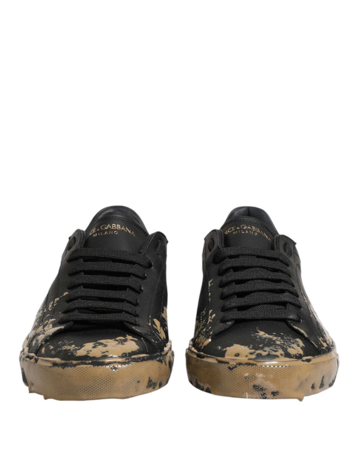 Dolce & Gabbana Black Portofino Mud Effect Low Top Sneakers Men's Shoes