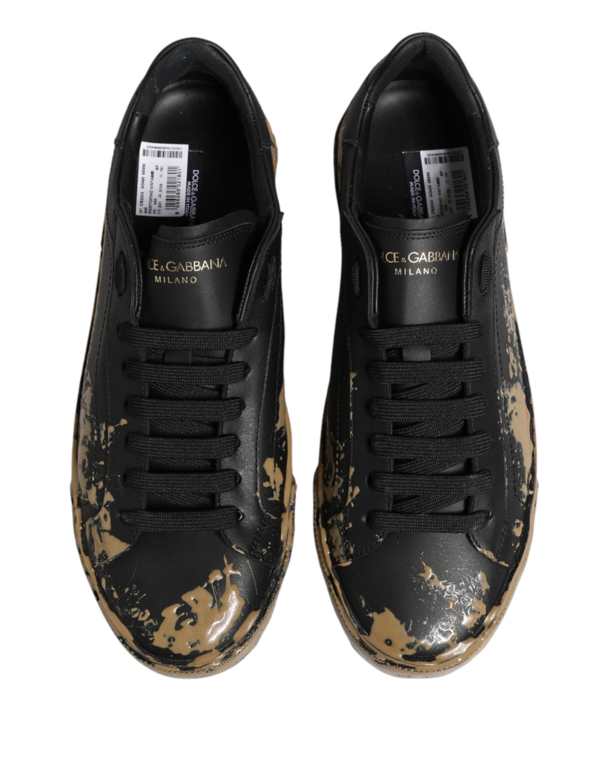 Dolce & Gabbana Black Portofino Mud Effect Low Top Sneakers Men's Shoes