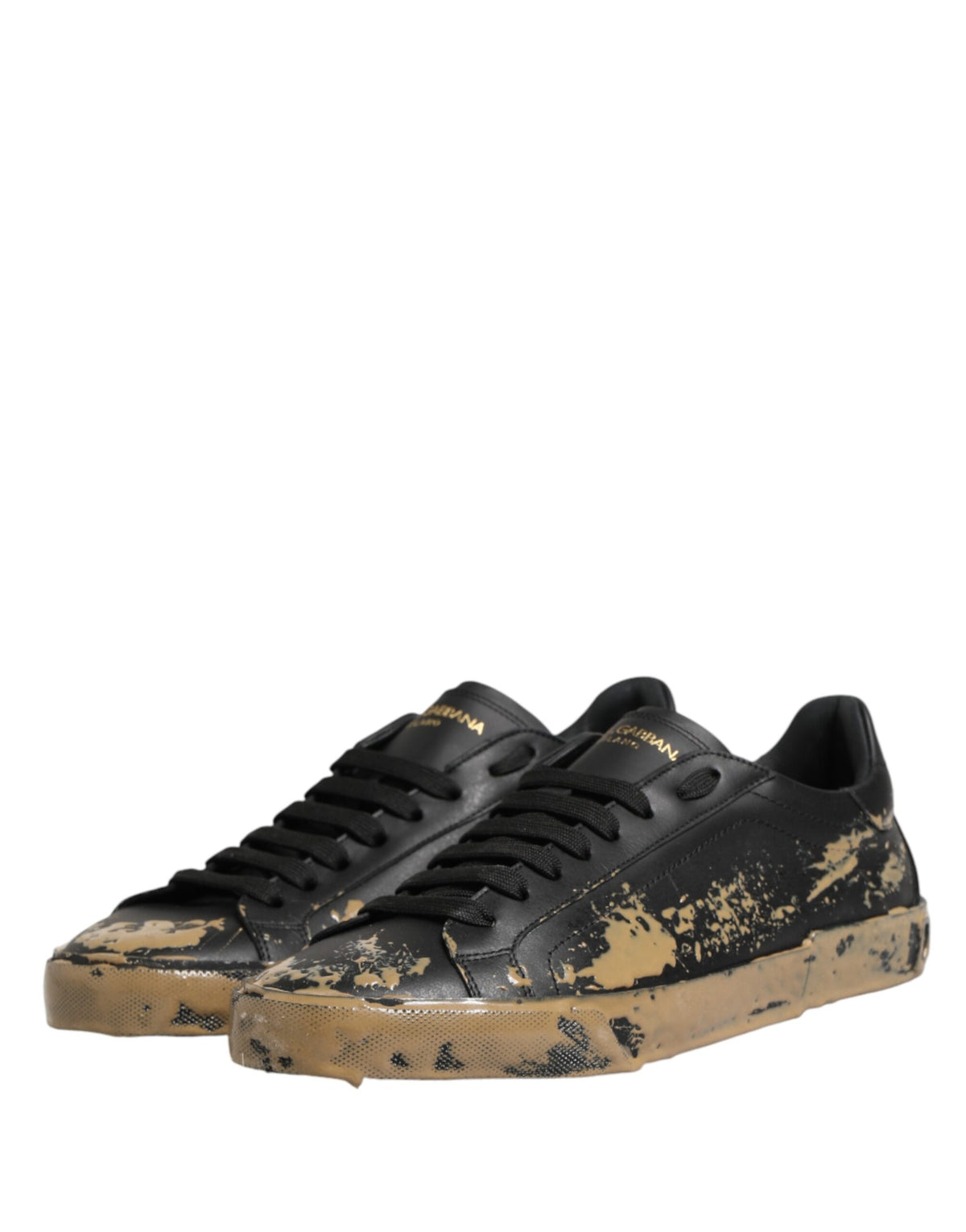 Dolce & Gabbana Black Portofino Mud Effect Low Top Sneakers Men's Shoes