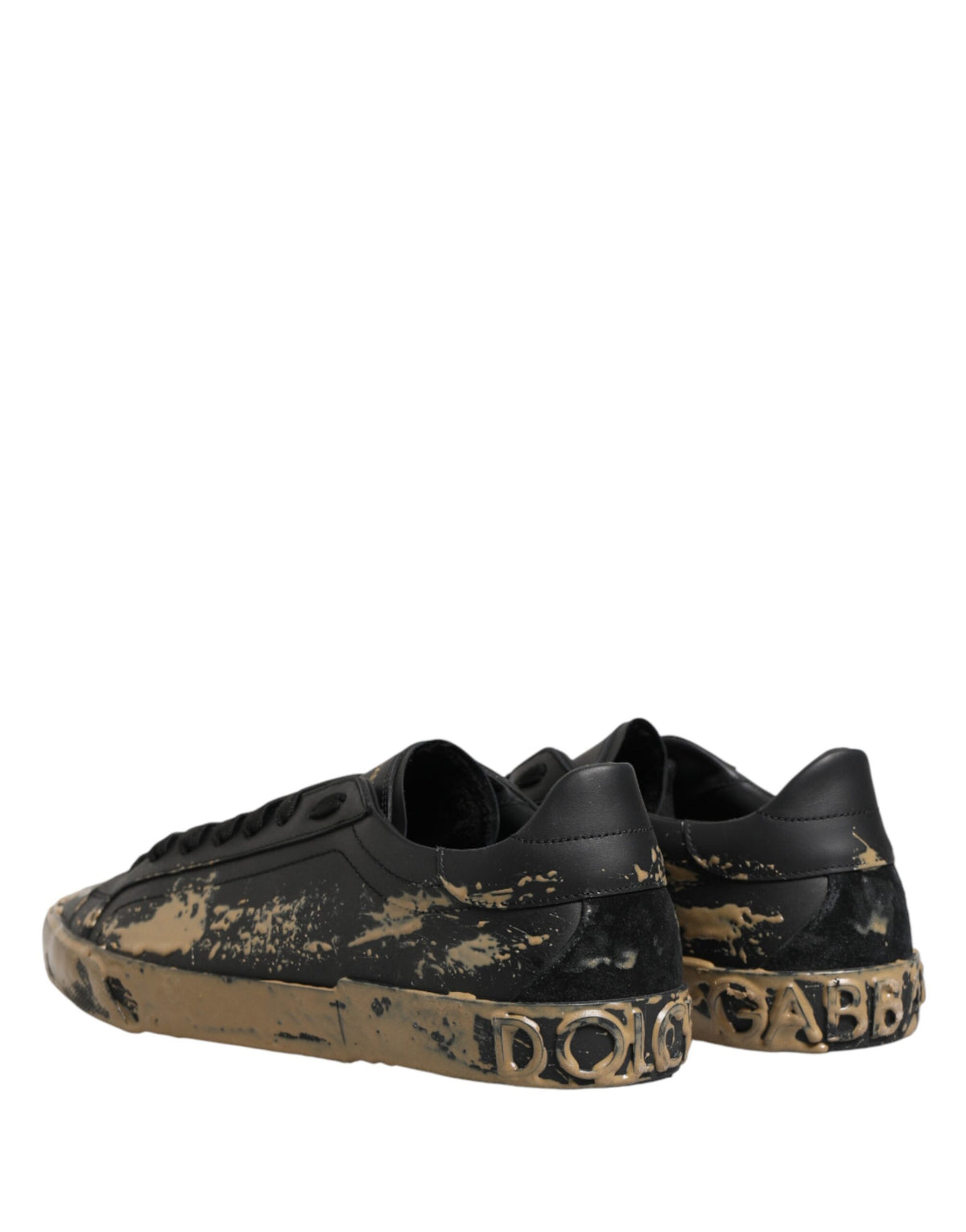 Dolce & Gabbana Black Portofino Mud Effect Low Top Sneakers Men's Shoes