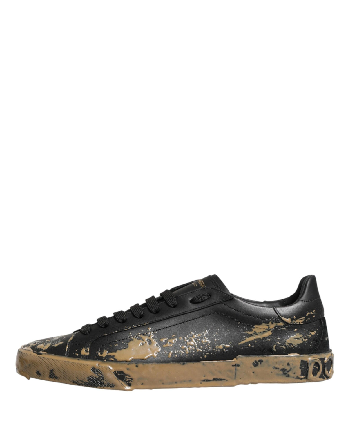 Dolce & Gabbana Black Portofino Mud Effect Low Top Sneakers Men's Shoes