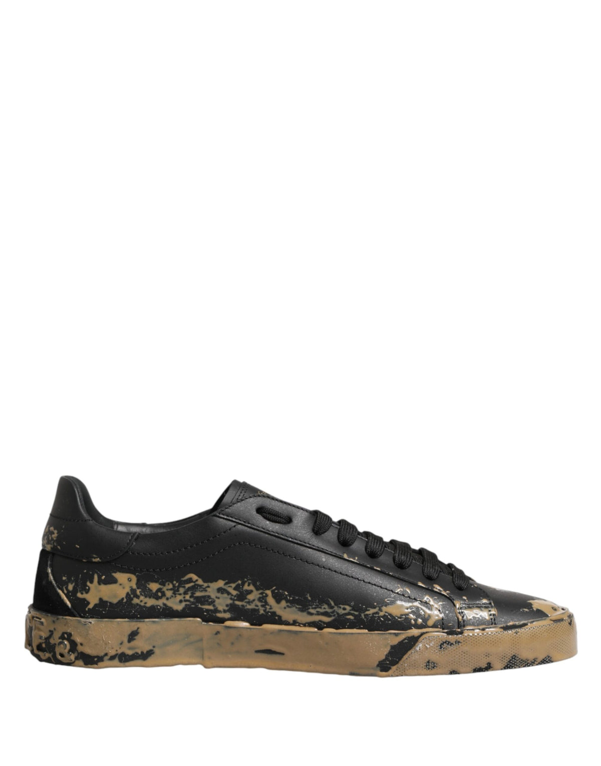 Dolce & Gabbana Black Portofino Mud Effect Low Top Sneakers Men's Shoes