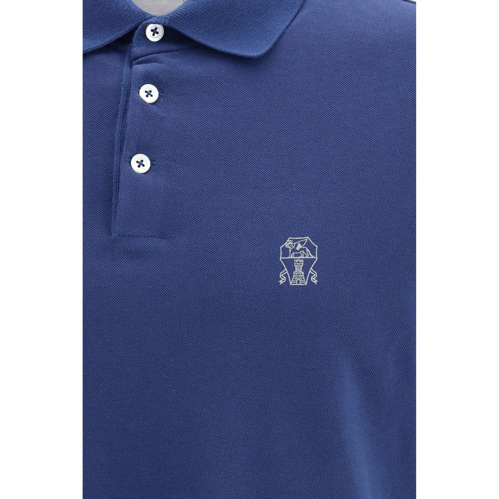 Brunello Cucinelli Blue Cotton Polo Men's Shirt