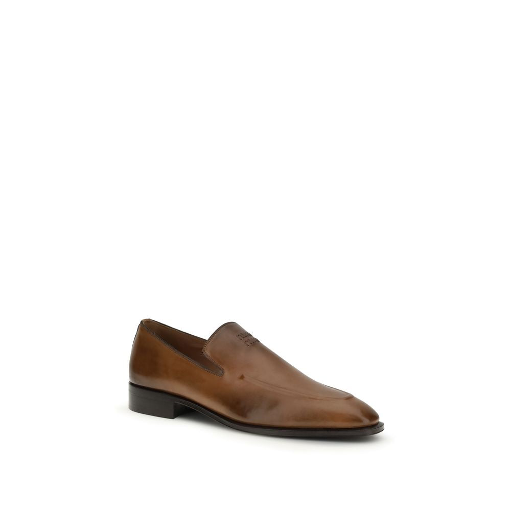 Miu Miu Brown Calf Leather Bos Taurus Slip-On Women's Loafers