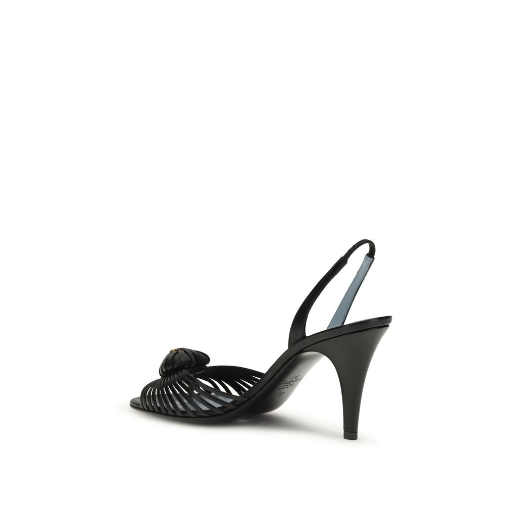 Valentino Garavani Black Goatskin Stiletto Heel Women's Sandals