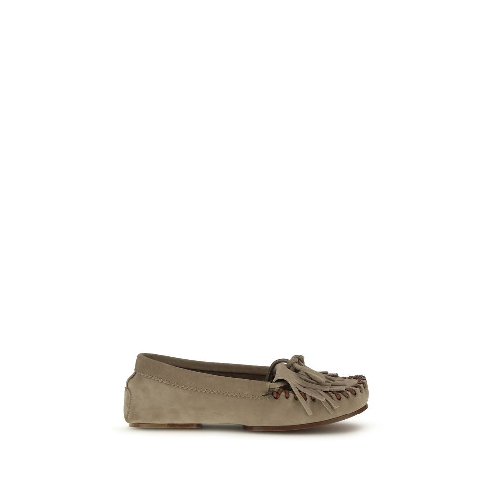 Paris Texas Gray Calf Leather Bos Taurus Women's Moccassin