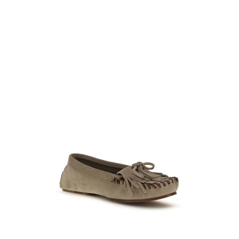Paris Texas Gray Calf Leather Bos Taurus Women's Moccassin