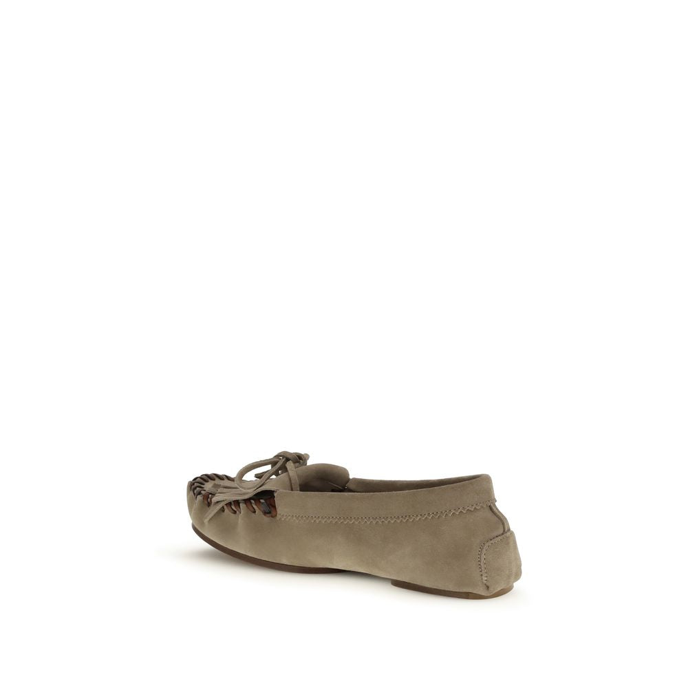 Paris Texas Gray Calf Leather Bos Taurus Women's Moccassin