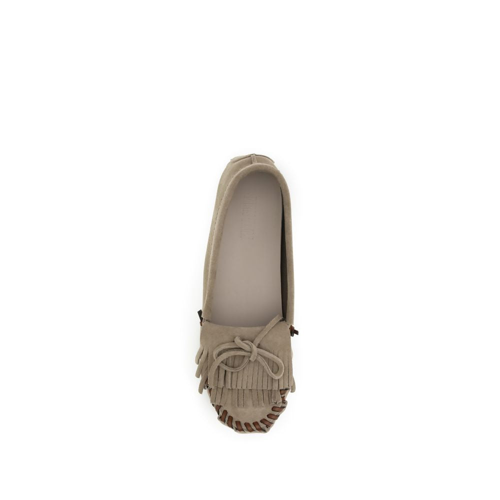 Paris Texas Gray Calf Leather Bos Taurus Women's Moccassin