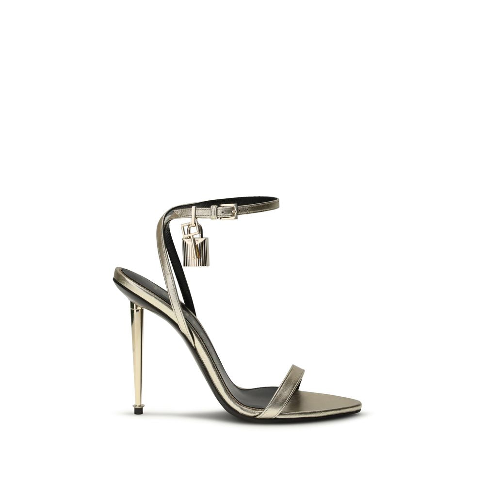 Tom Ford Gold Goatskin Stiletto Heel Women's Sandals