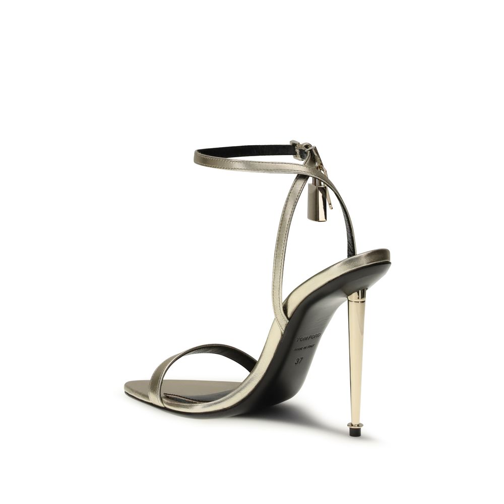 Tom Ford Gold Goatskin Stiletto Heel Women's Sandals