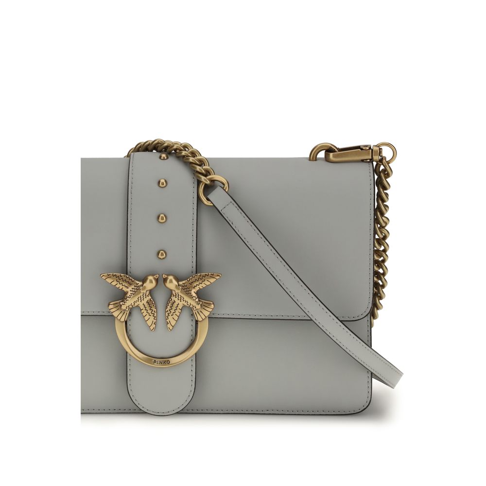 PINKO Gray Calf Leather Bos Taurus Shoulder Women's Bag