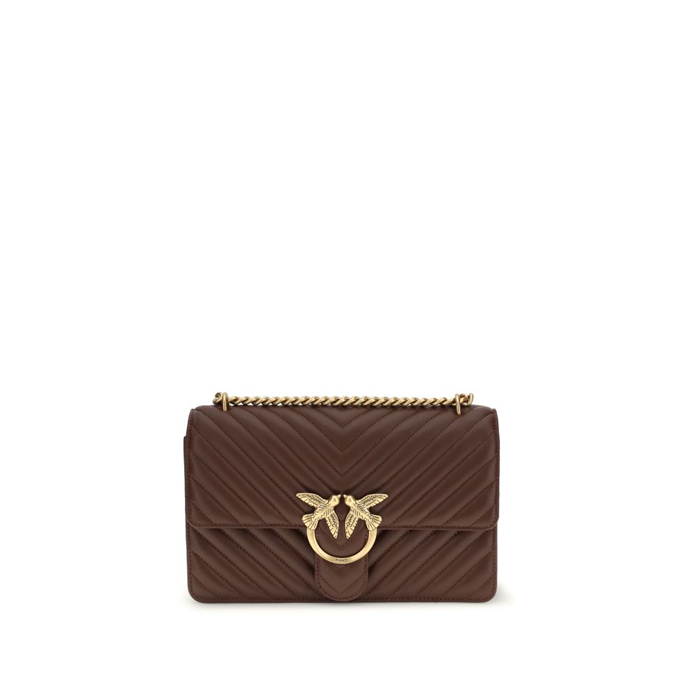 PINKO Brown Calf Leather Bos Taurus Shoulder Women's Bag