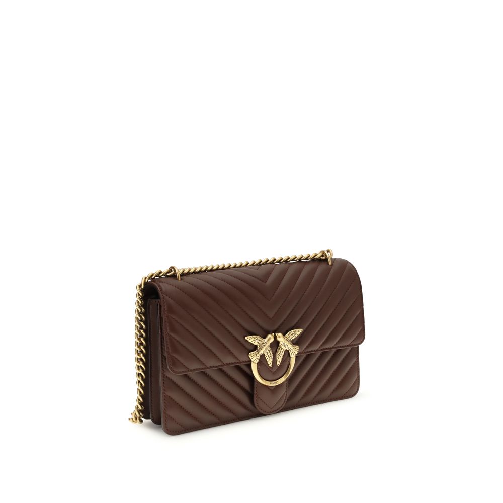PINKO Brown Calf Leather Bos Taurus Shoulder Women's Bag