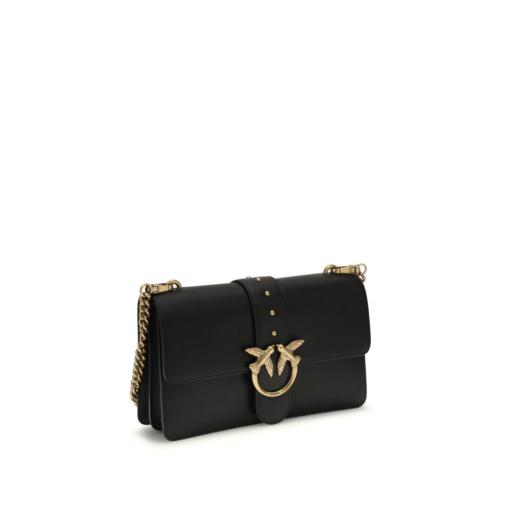 PINKO Black Calf Leather Bos Taurus Shoulder Women's Bag