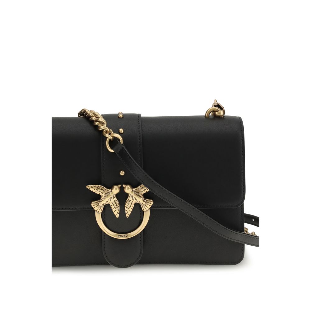 PINKO Black Calf Leather Bos Taurus Shoulder Women's Bag