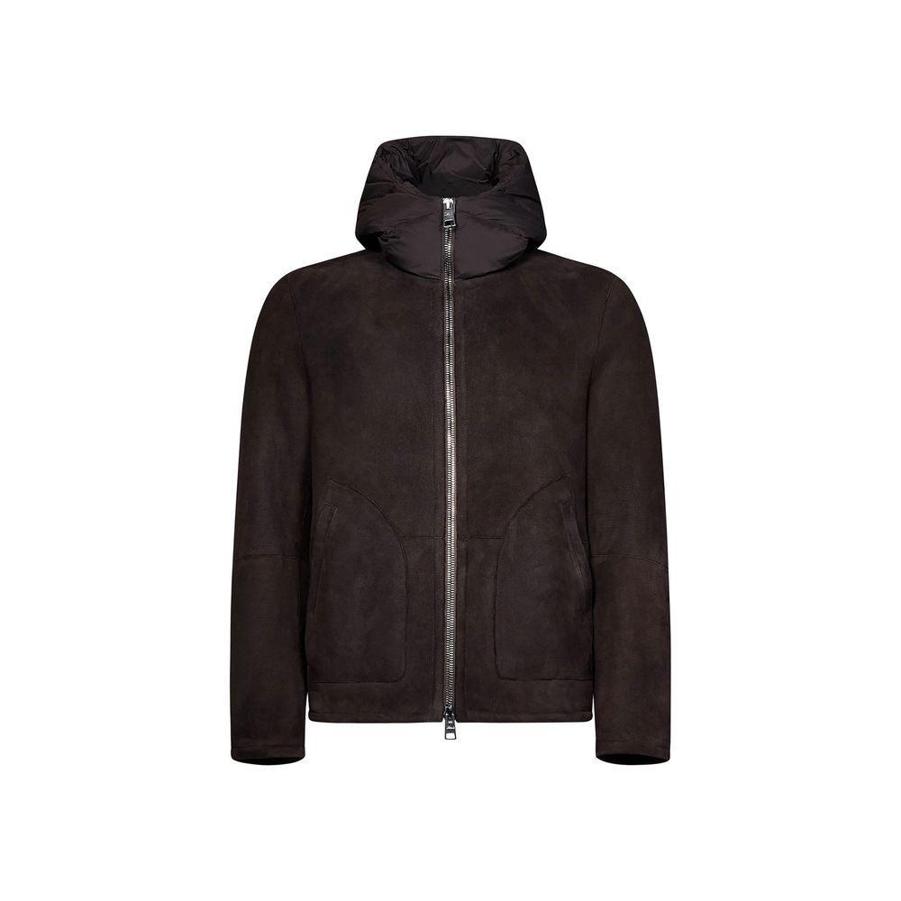 Herno Brown Lambskin Full-Length Men's Jacket