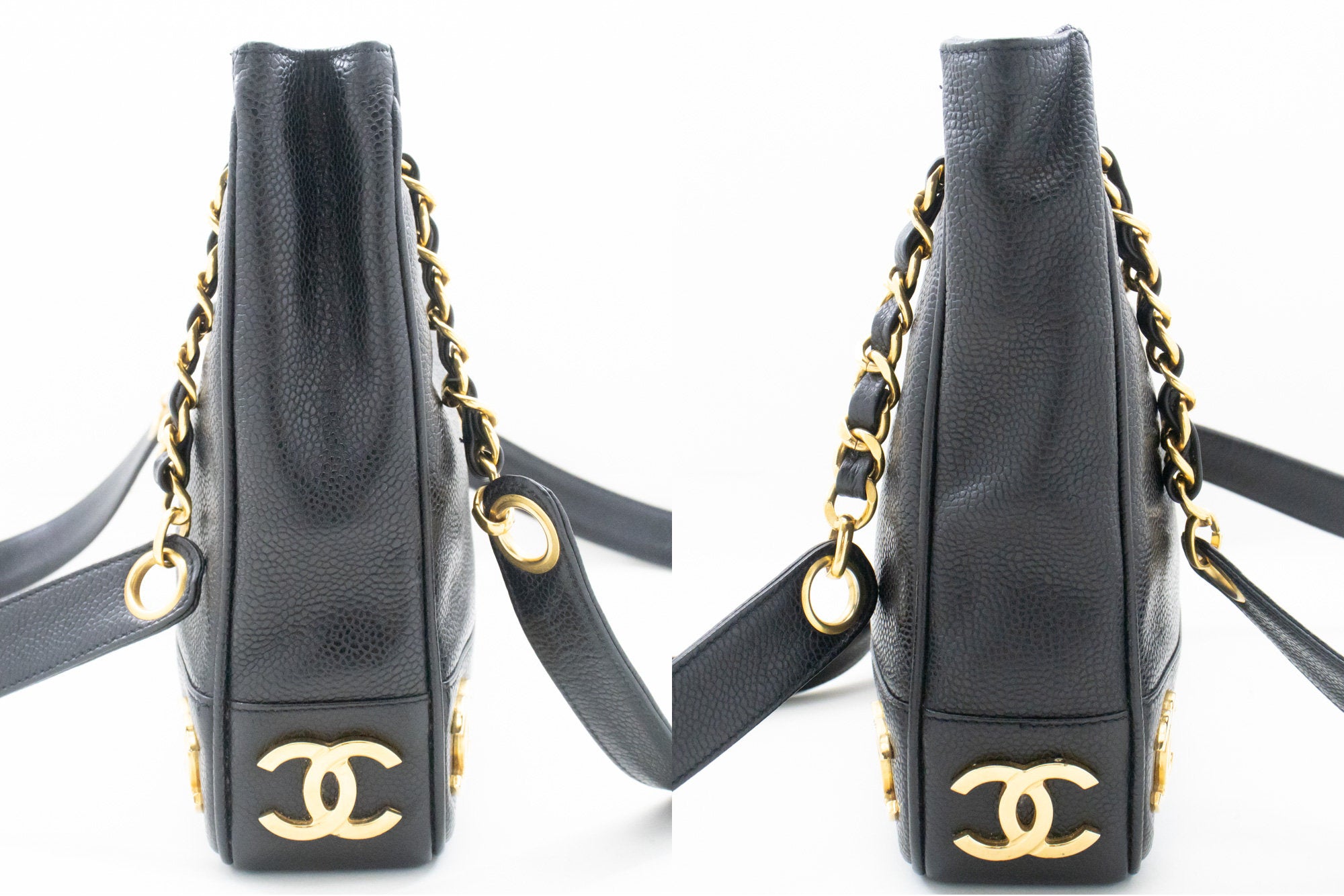 Chanel Triple Coco Black Leather Shoulder Bag (Pre-Owned)