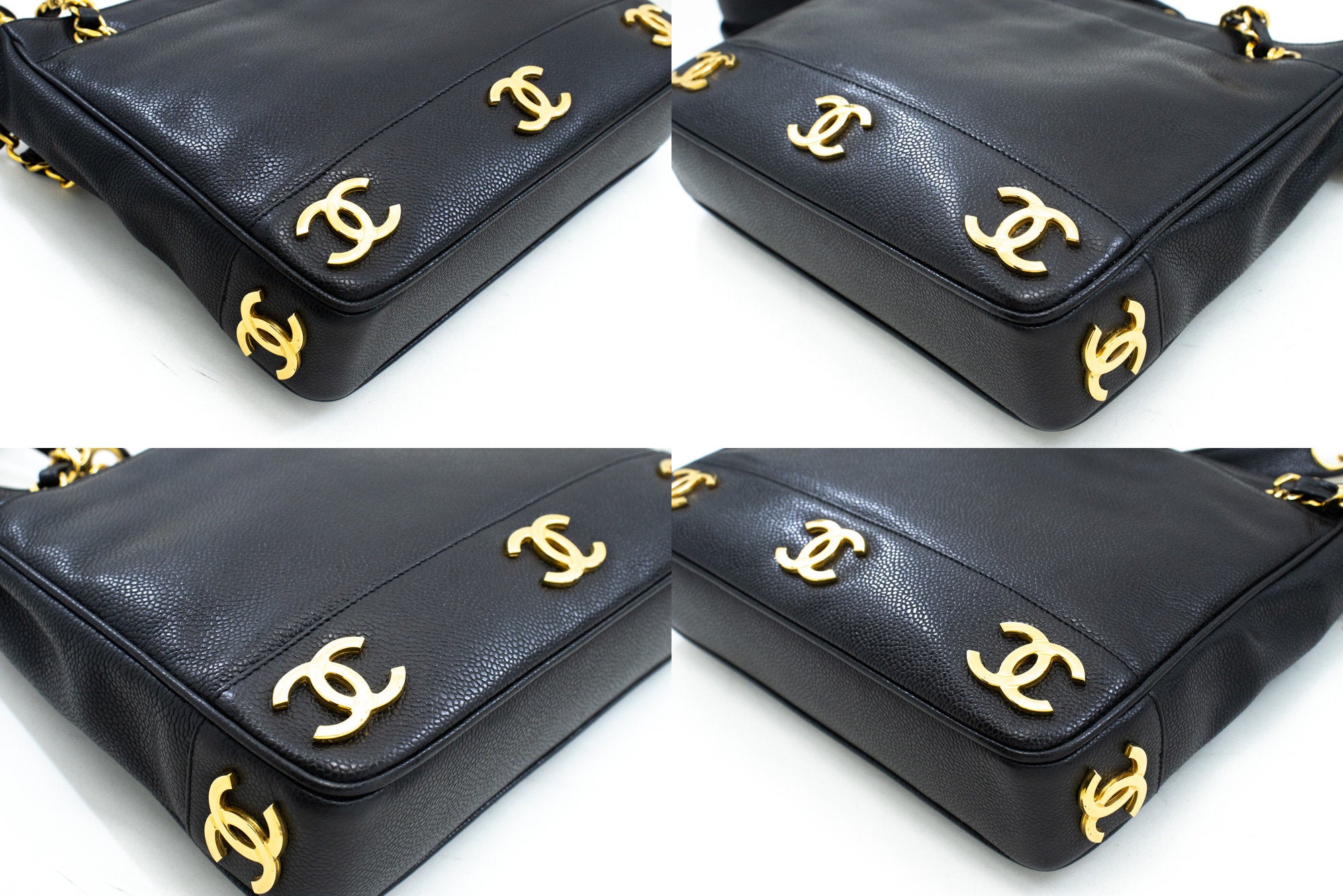 Chanel Triple Coco Black Leather Shoulder Bag (Pre-Owned)