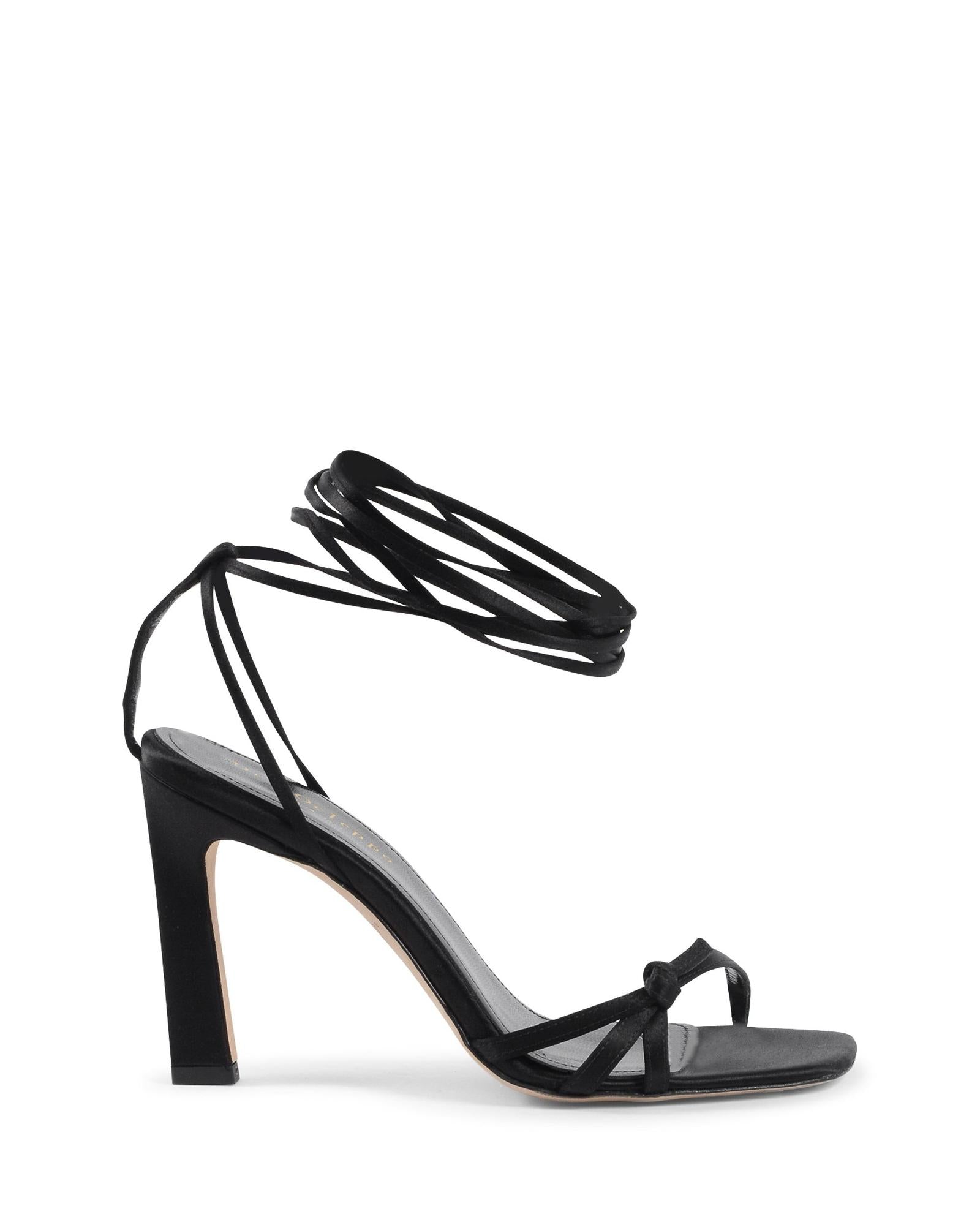 Dee Ocleppo Black Satin Strap-On Women's Sandals