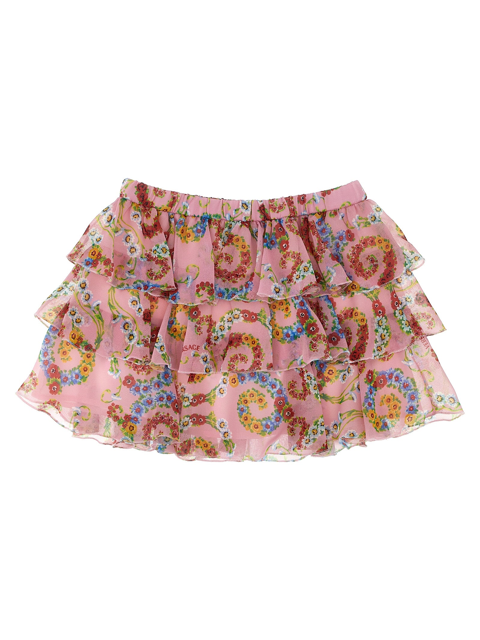 Versace Kids Girl's Geo Poly Barocco Flower Skirt