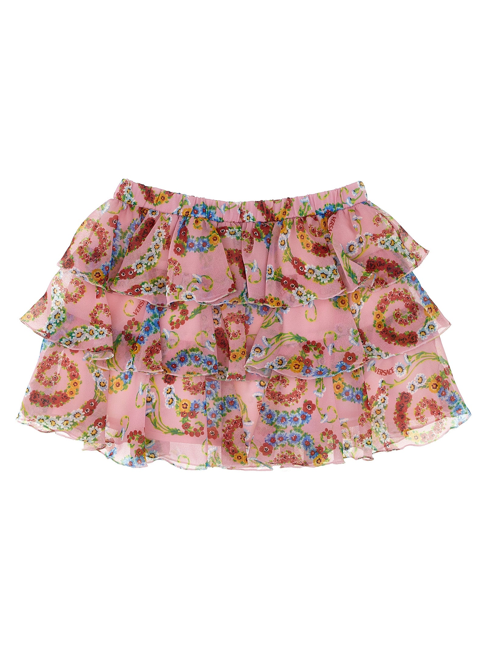 Versace Kids Girl's Geo Poly Barocco Flower Skirt