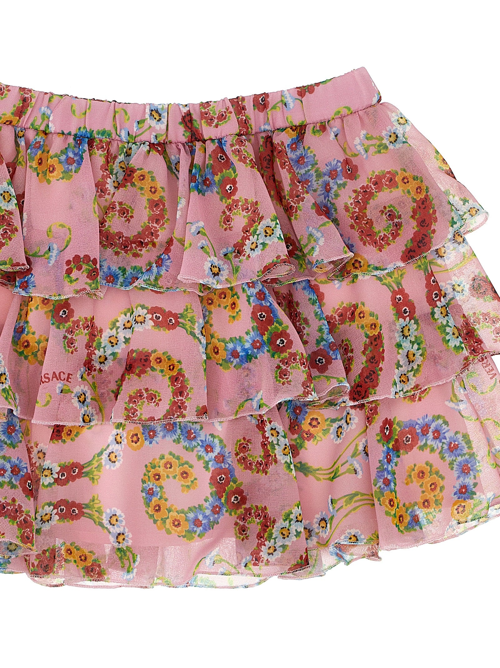Versace Kids Girl's Geo Poly Barocco Flower Skirt