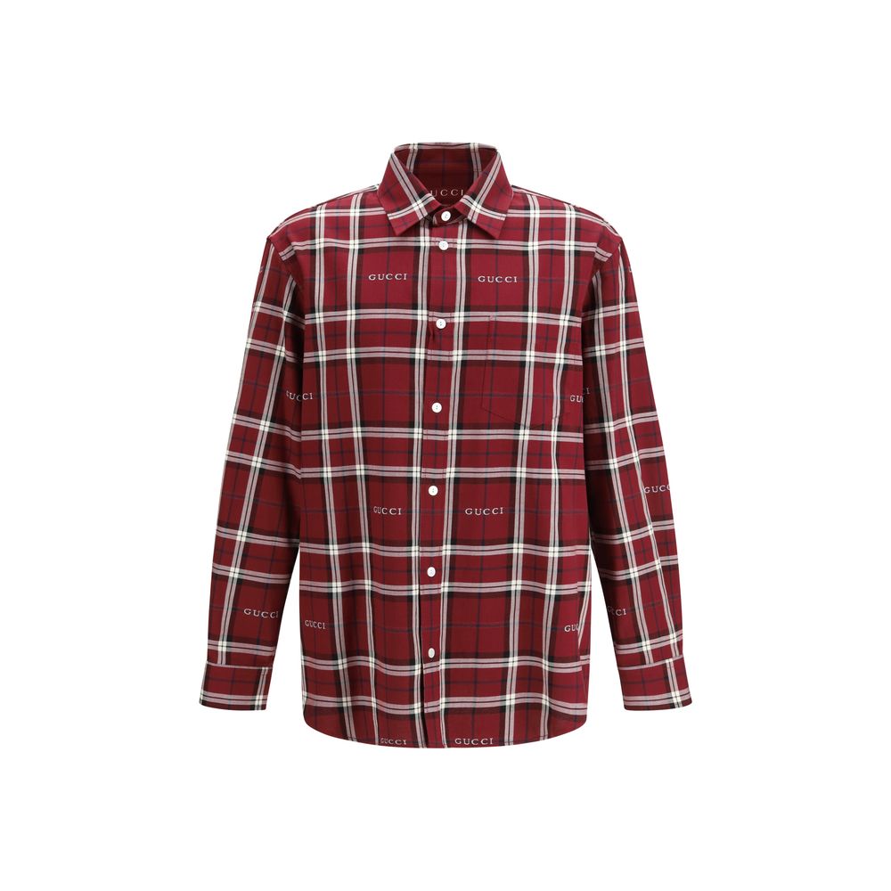 Gucci Red Cotton Pattern Men's Shirt